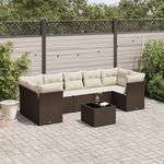 VIDAXL Salon de jardin 8 pcs avec coussins marron resine tressee