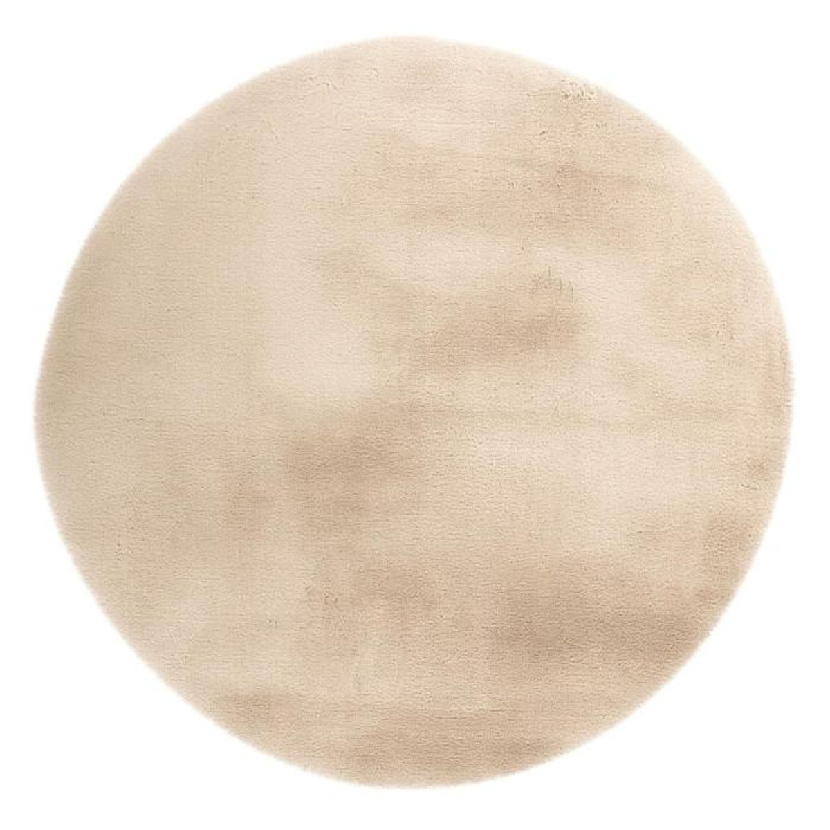 Paris Prix Tapis Uni Rond Doux à Poils Longs  Rabbit  Ivoire