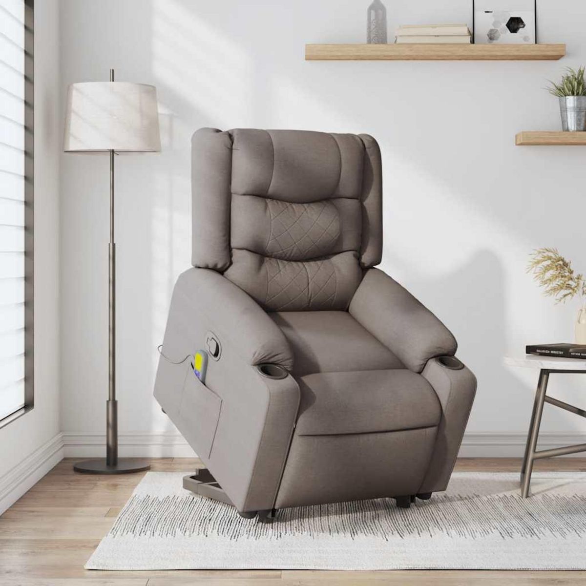 VIDAXL Fauteuil inclinable de massage Taupe Tissu