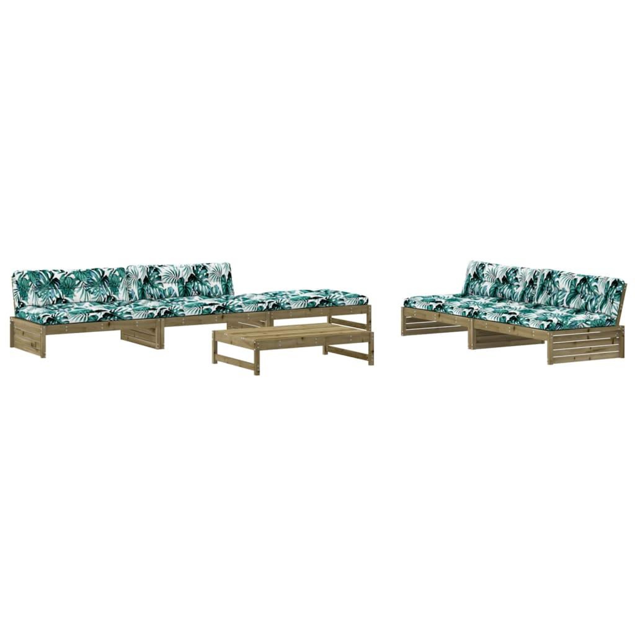 Voir la diapositive 2 : VIDAXL Salon de jardin 6 pcs avec coussins bois de pin impregne