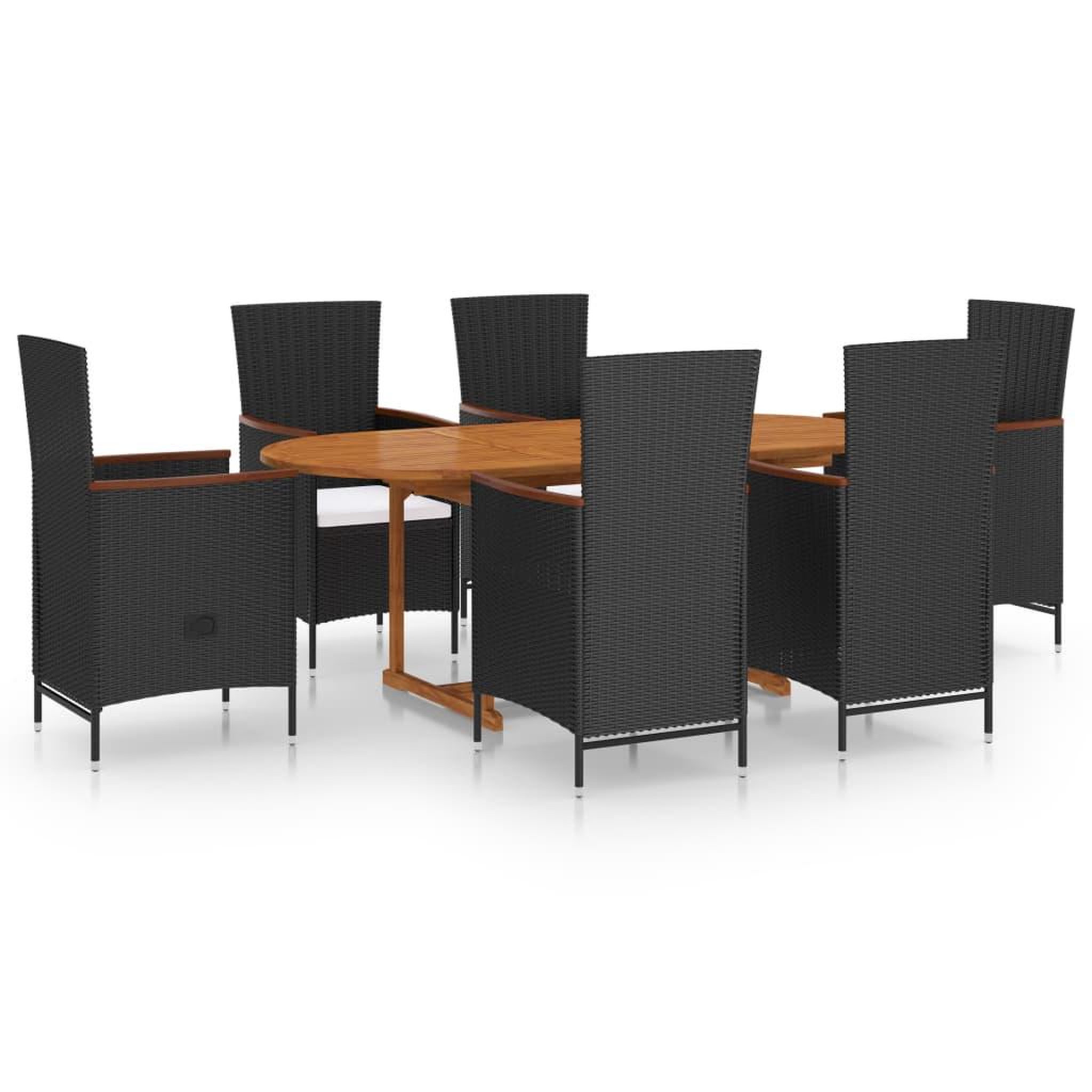Voir la diapositive 2 : VIDAXL Ensemble a manger de jardin 7 pcs Resine tressee Noir