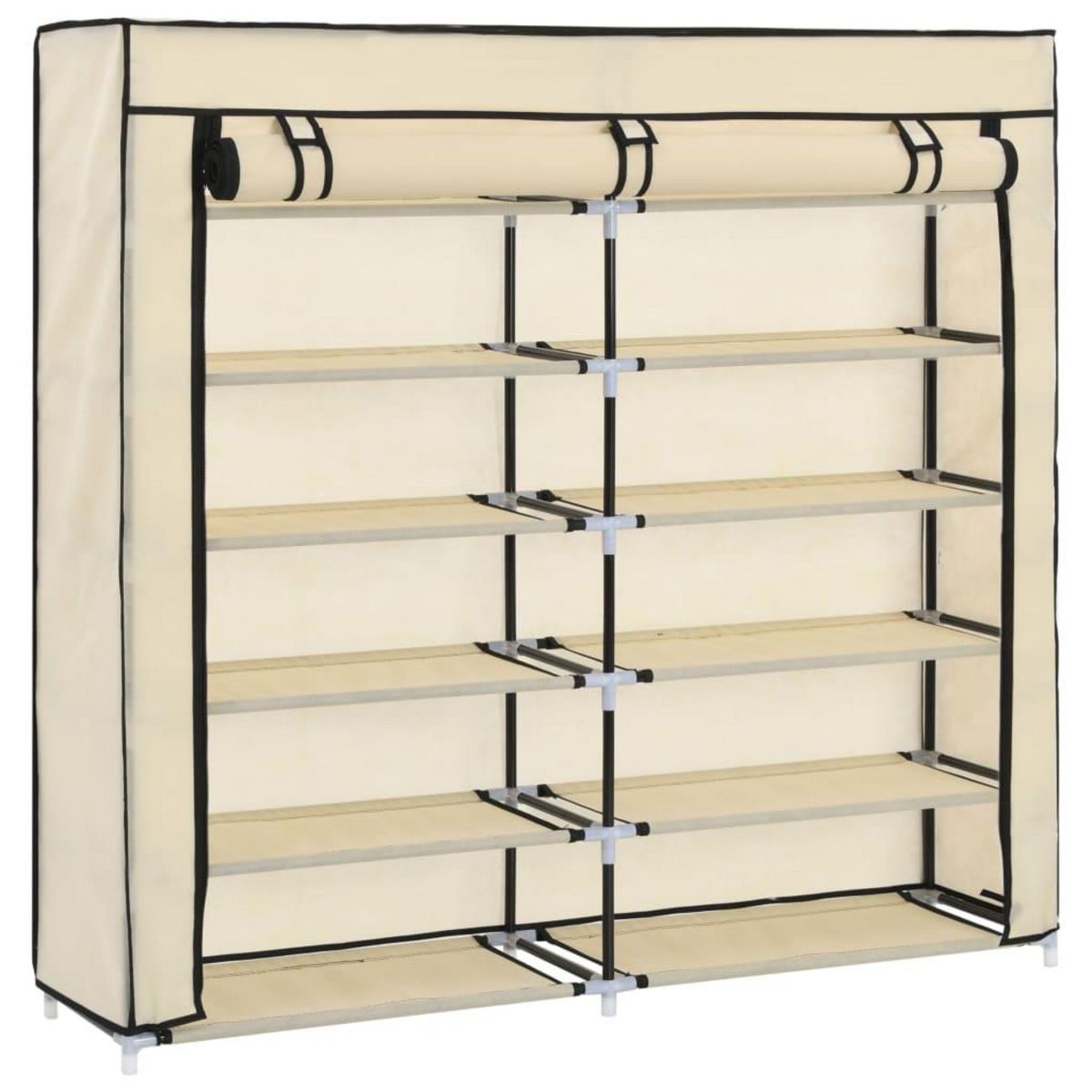 VIDAXL Armoire a chaussures avec housse Creme 115x28x110 cm Tissu