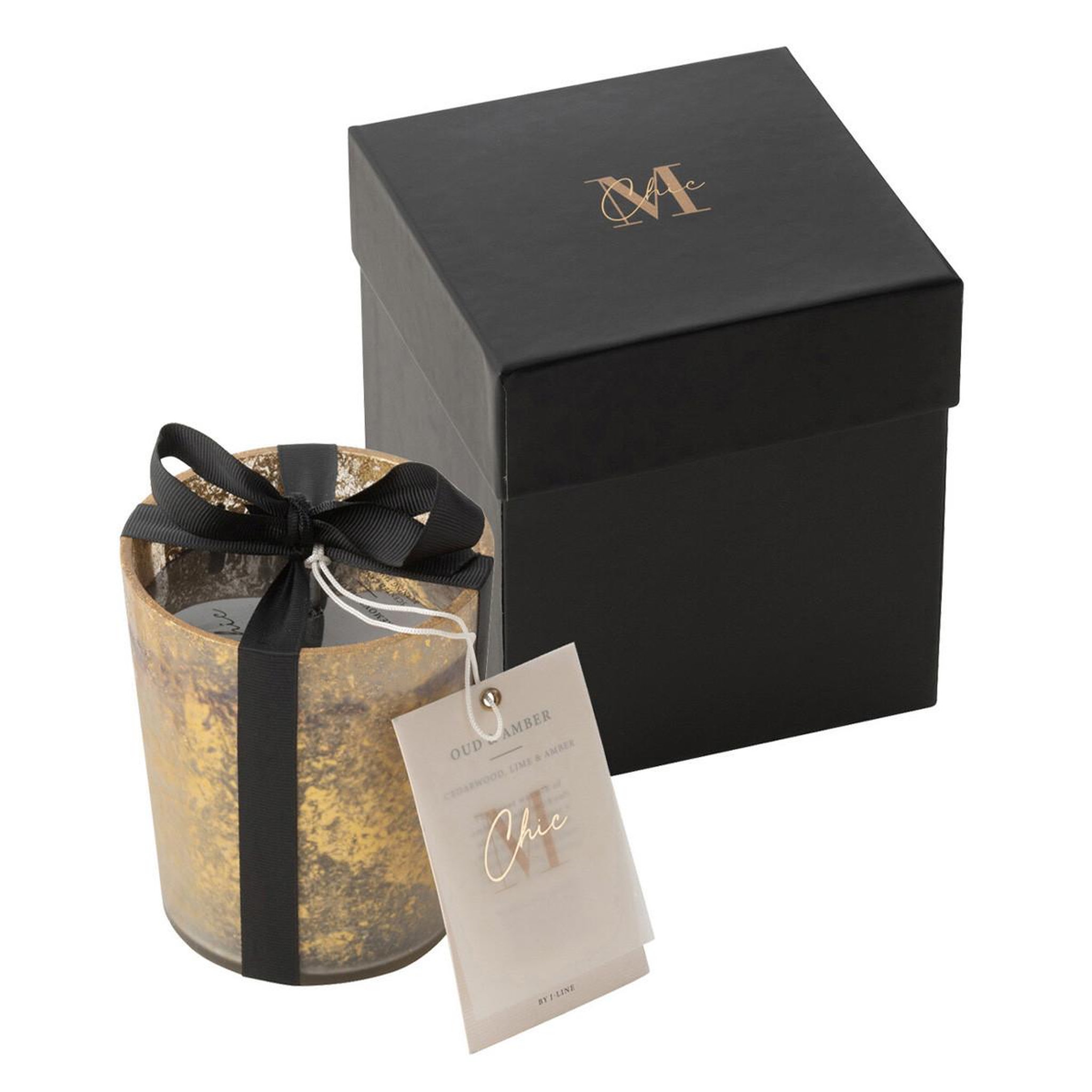 J-LINE Bougie parfumée  m-chic  10cm oud & amber