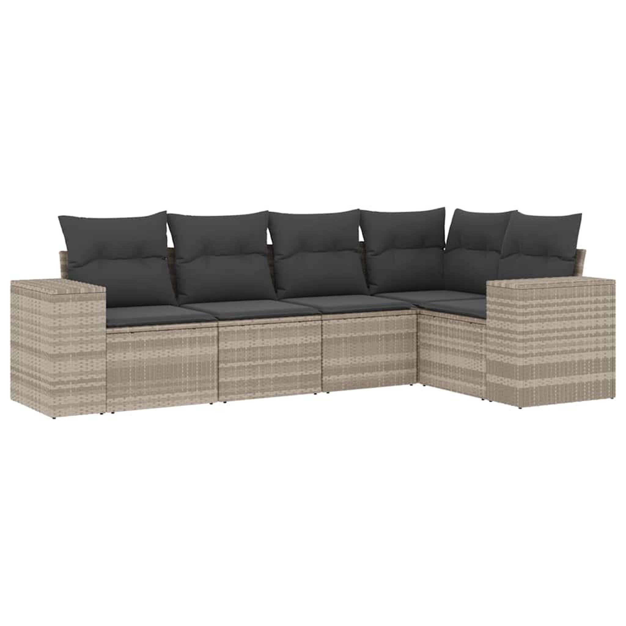 Voir la diapositive 2 : VIDAXL Salon de jardin 5 pcs avec coussins gris clair resine tressee