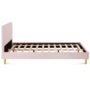 Voir la diapositive 6 : ID MARKET Lit double scandinave BALTA avec tête de lit et sommier 140 x 190 cm tissu rose clair effet velours