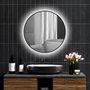 Voir la diapositive 4 : HOMCOM Miroir LED rond salle de bain Ø 70 cm - luminosité réglable, fonction anti-buée, tactile, affichage heure-température - métal noir