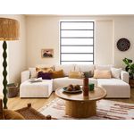 BEST MOBILIER Topaze - canapé panoramique en u - 7 places - convertible avec coffre - en velours côtelé plat. Coloris disponibles : Beige, Marron, Bleu, Vert, Gris