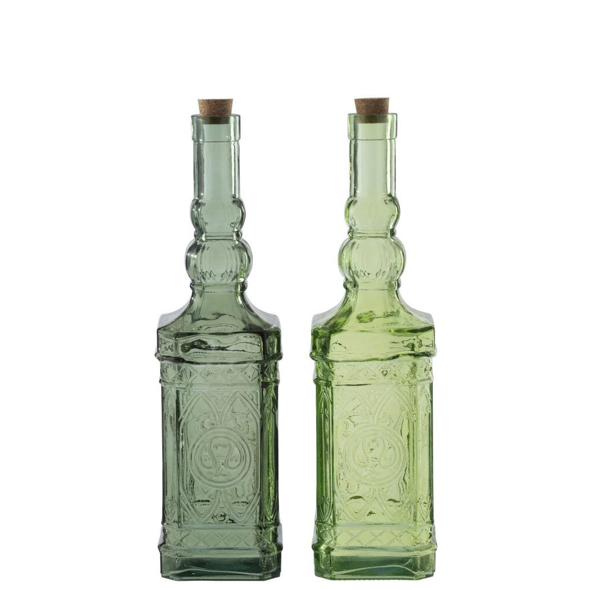 Voir la diapositive 2 : J-LINE Lot de 2 bouteilles en verre  elmo  2l vert