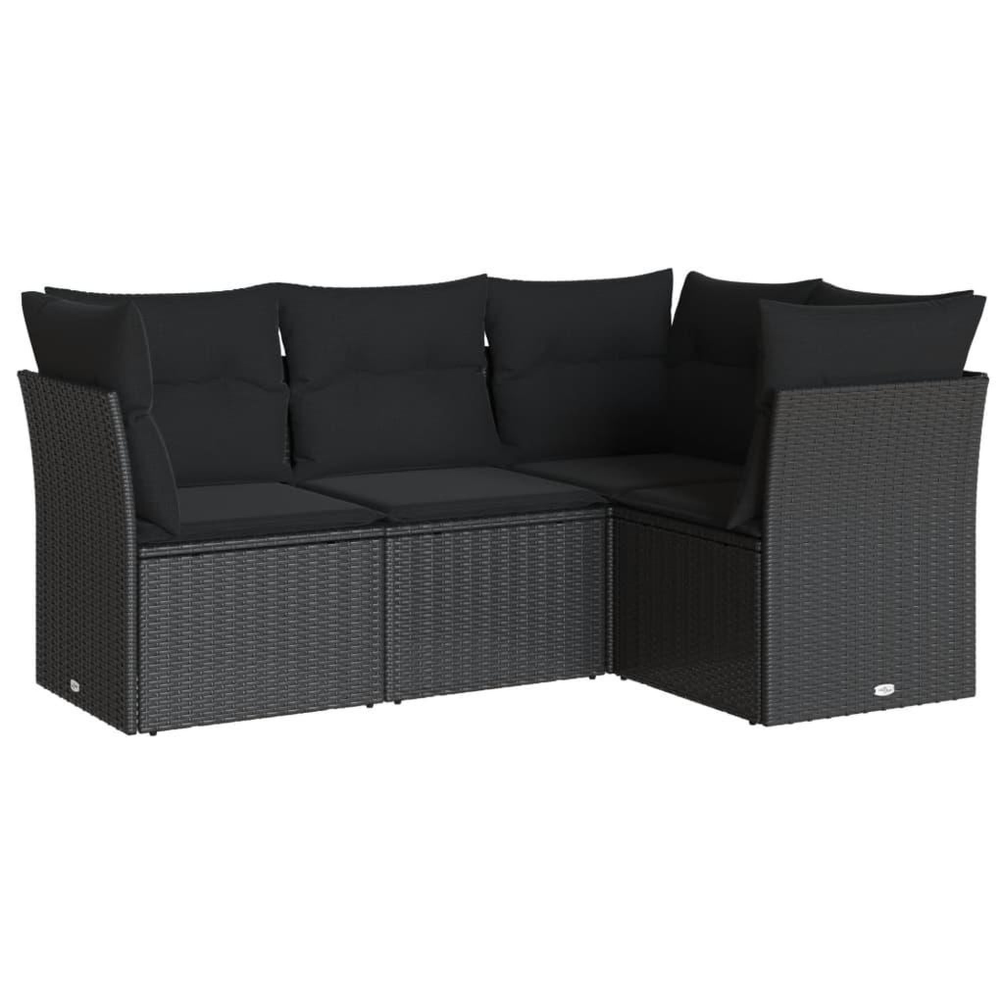 Voir la diapositive 2 : VIDAXL Salon de jardin 4 pcs avec coussins noir resine tressee