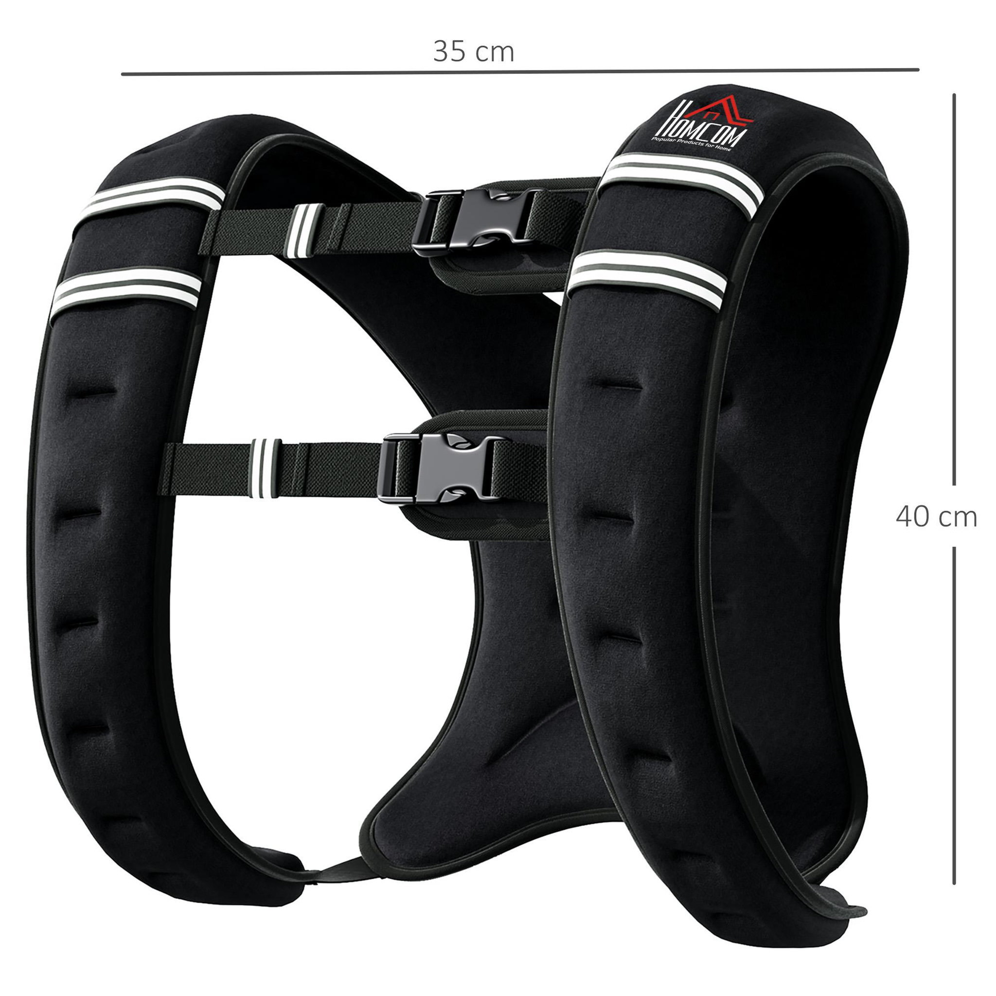 Voir la diapositive 3 : HOMCOM Gilet lesté de 5 Kg réglable - veste lestée de sport - poche de rangement intégré - oxford noir