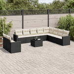 VIDAXL Salon de jardin 11 pcs avec coussins noir resine tressee