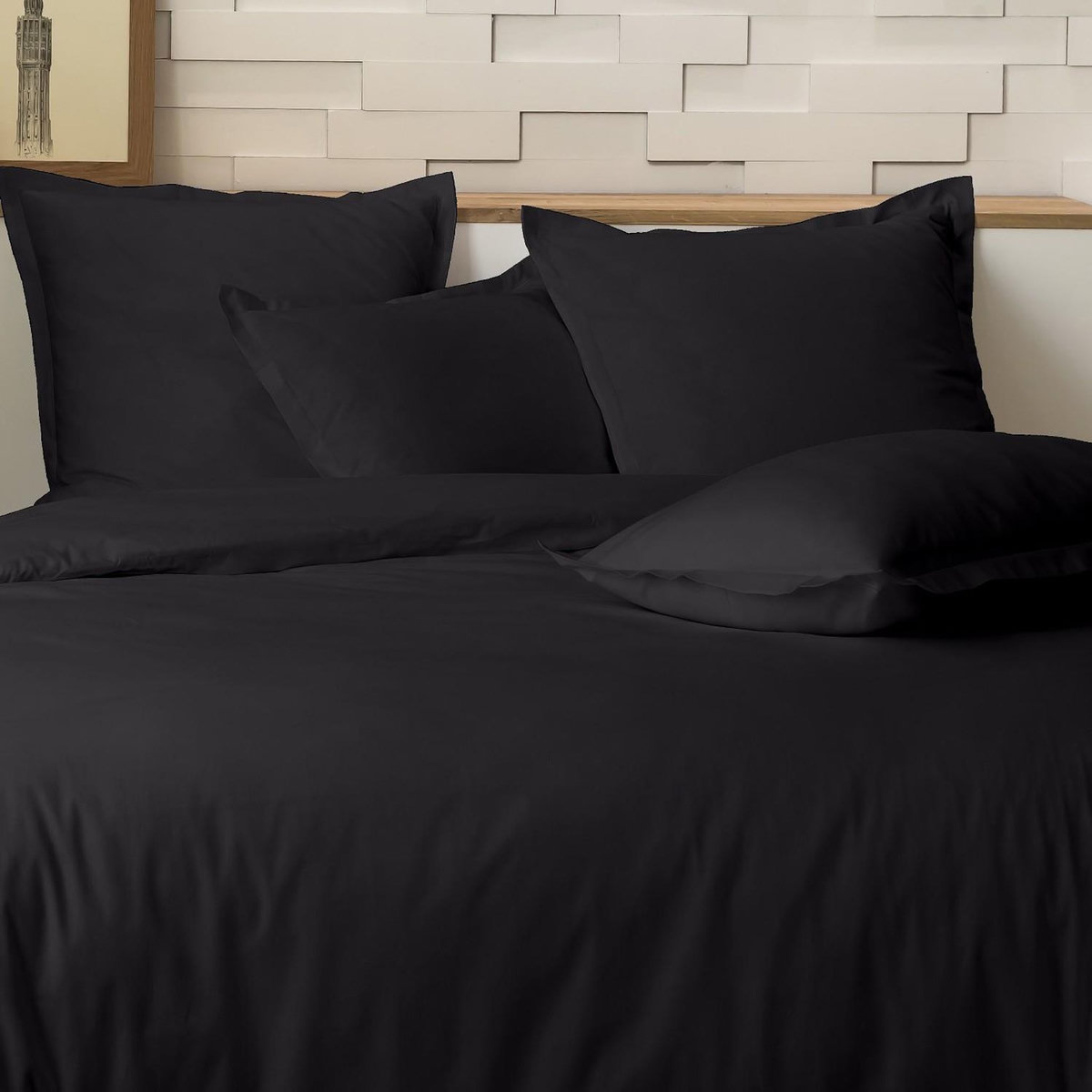 Home collection Parure de couette 100%percale de coton 80 fils/cm2-uni lin