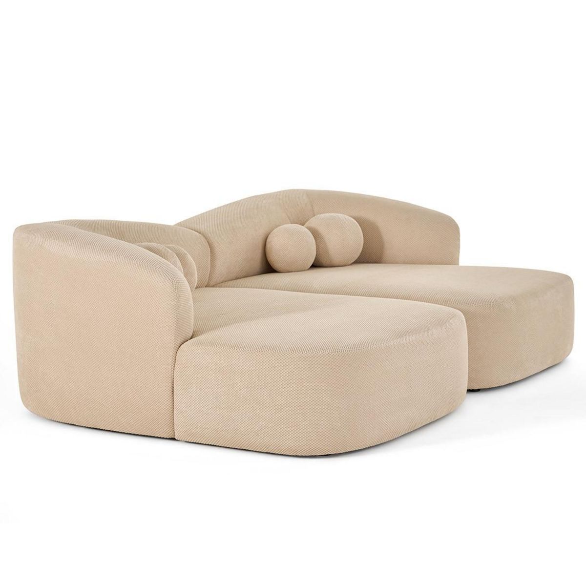 LISA DESIGN Charles - canapé droit 4 places avec double méridienne - assise profonde - en velours texturé