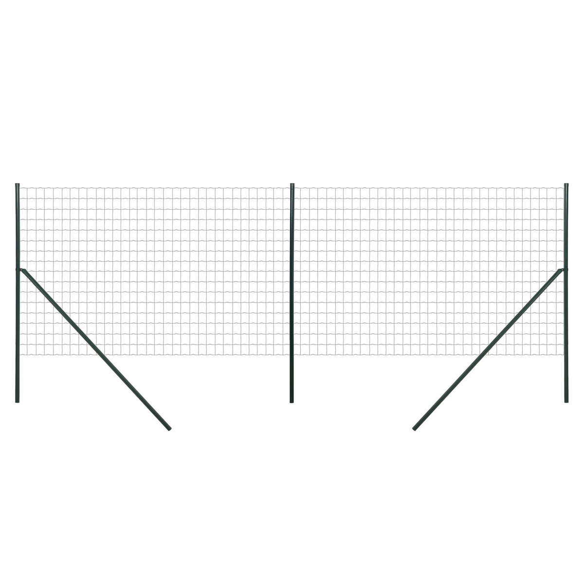 OUTSUNNY Grillage rouleau soudé - maille 7,3L x 6,3l cm - hauteur 2 m - longueur 10 m - poteaux, jambes de force inclus - acier revêtement PVC vert