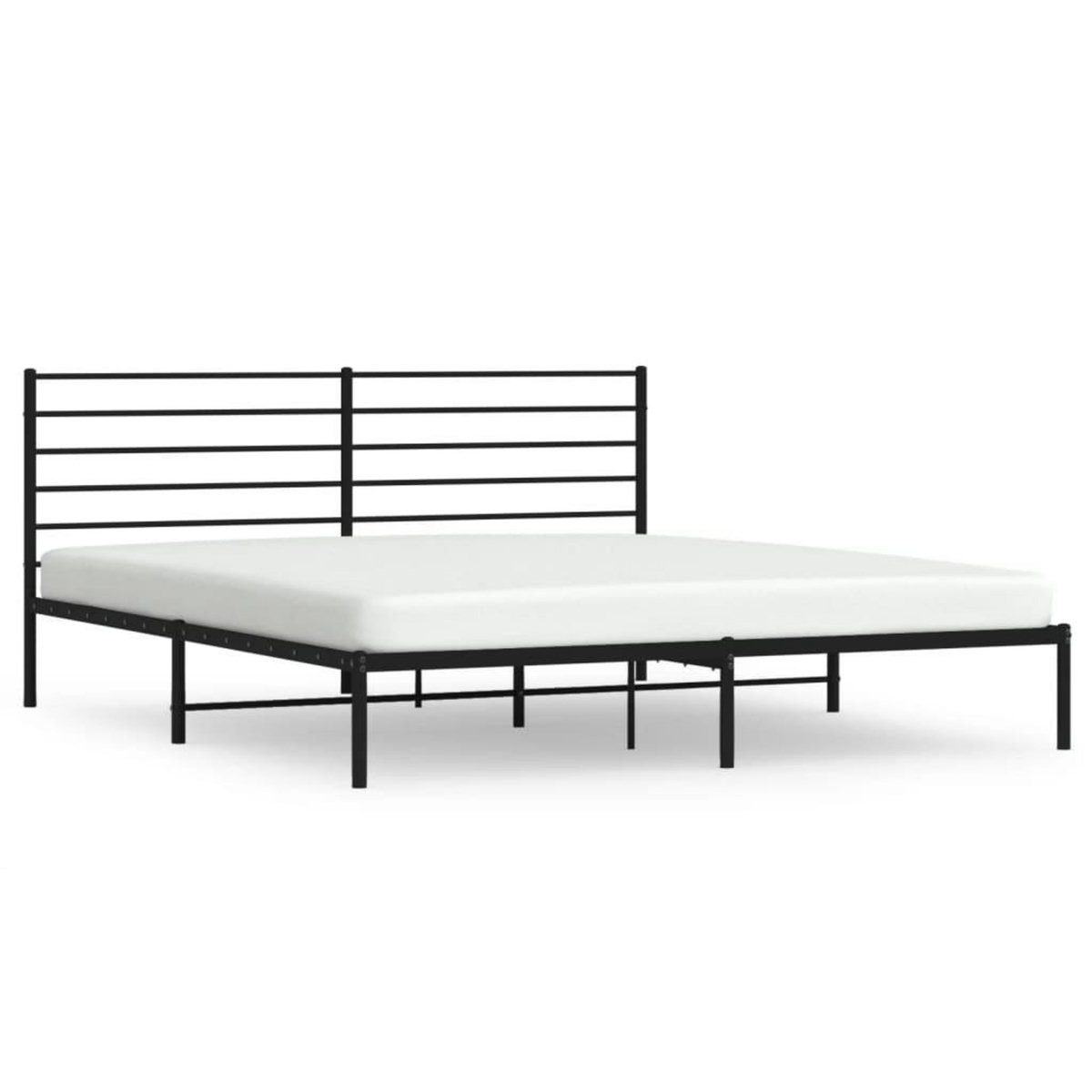 VIDAXL Cadre de lit metal sans matelas et tete de lit noir 180x200 cm