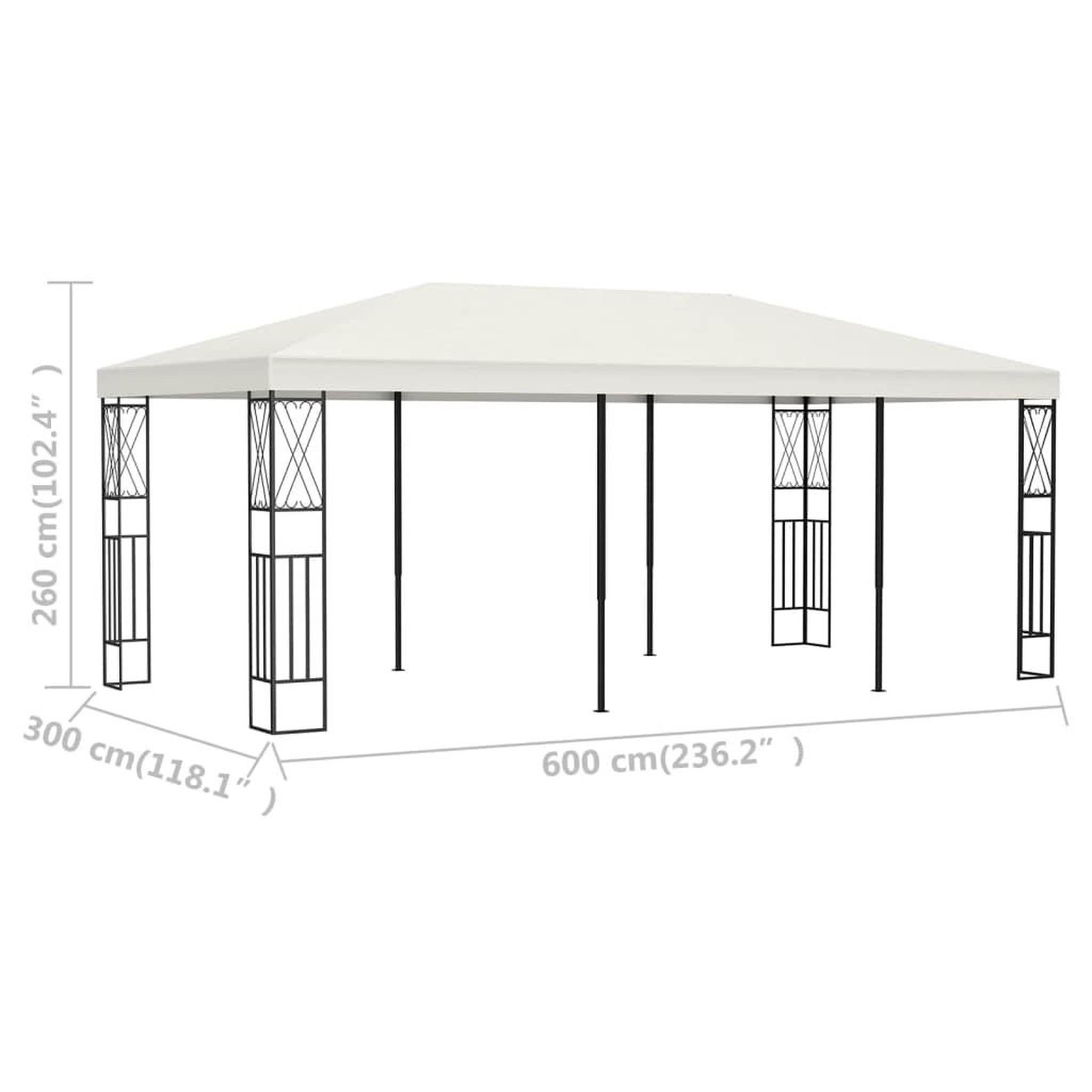 Voir la diapositive 6 : VIDAXL Belvedere 3x6 m Creme Tissu