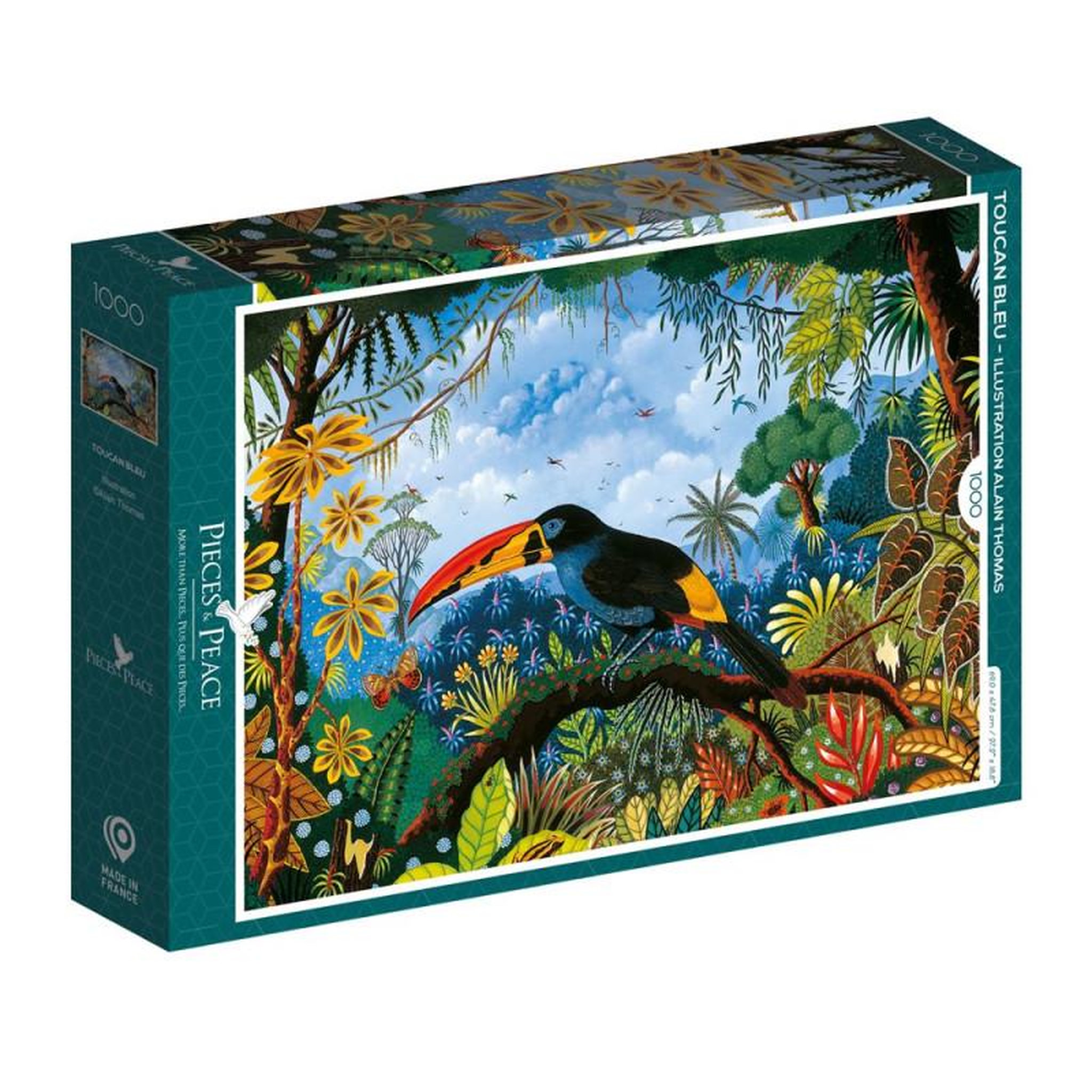 ALIZE Puzzle 1000 pièces – Toucan bleu tropical – Pieces & Peace – Alizé