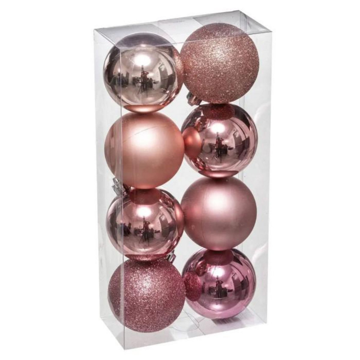 ATMOSPHERA Lot de 8 Boules de Noël  Colorama  7cm Rose