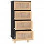 Voir la diapositive 5 : VIDAXL Buffet Noir 40x30x90 cm Bois de pin massif et rotin naturel