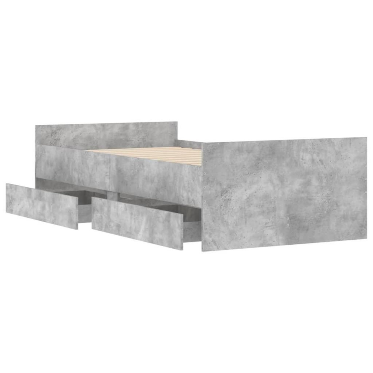 VIDAXL Cadre de lit avec tiroirs sans matelas gris beton 100x200 cm