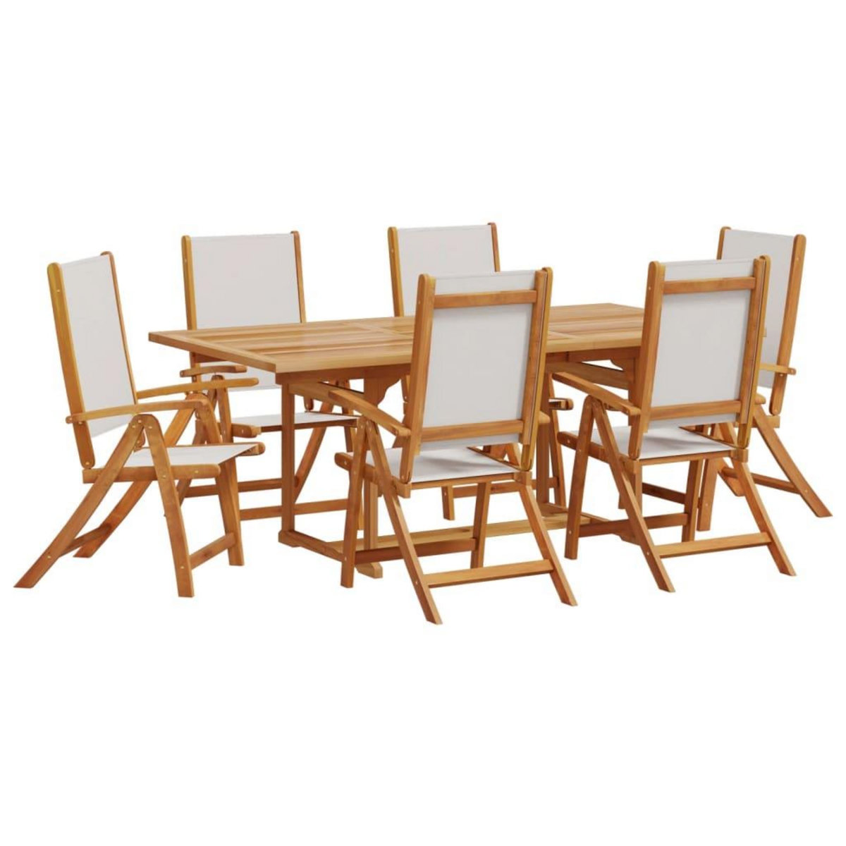 VIDAXL Ensemble a Manger de jardin 7pcs bois d'acacia solide textilene