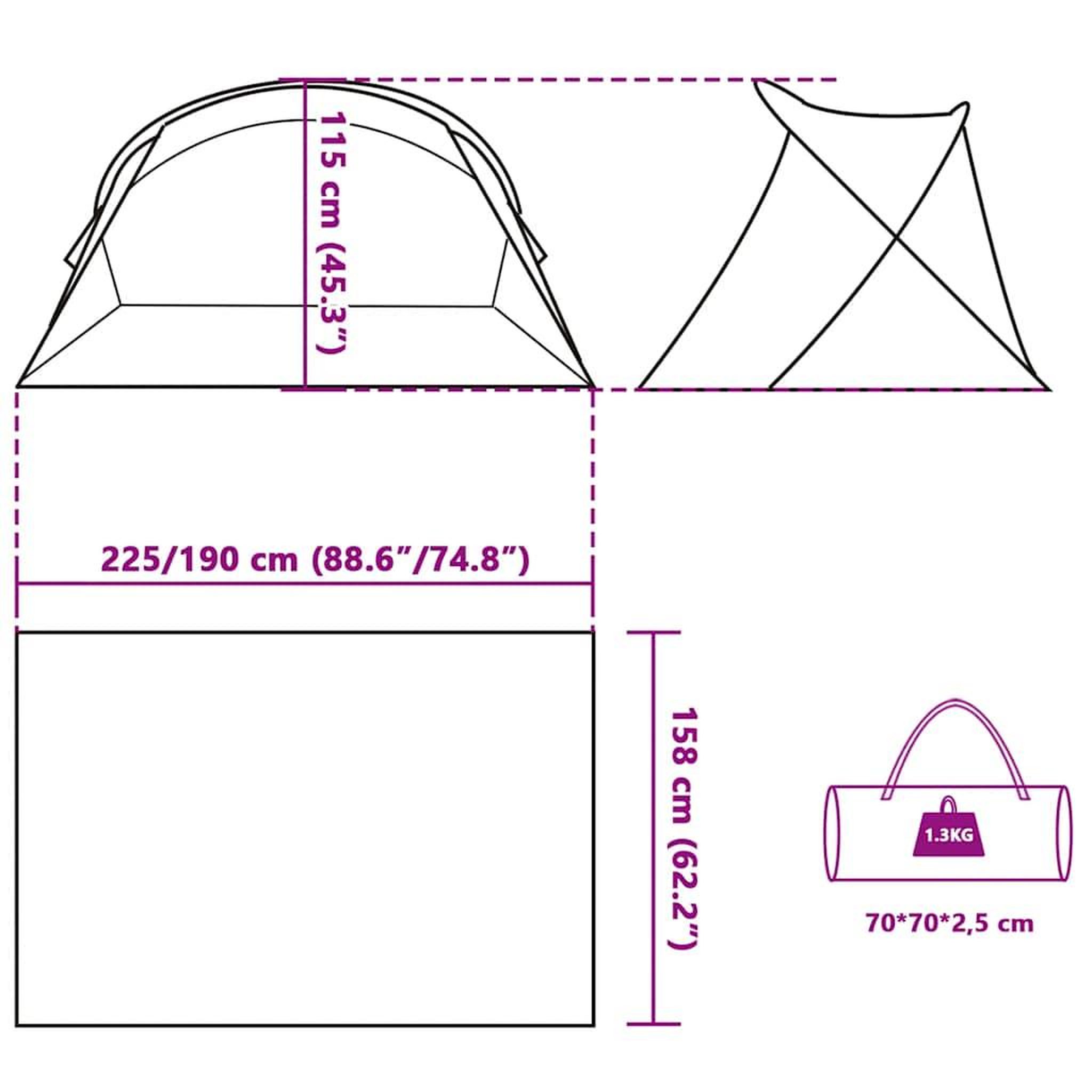 Voir la diapositive 6 : VIDAXL Tente de plage 2 personnes vert d'eau escamotable impermeable