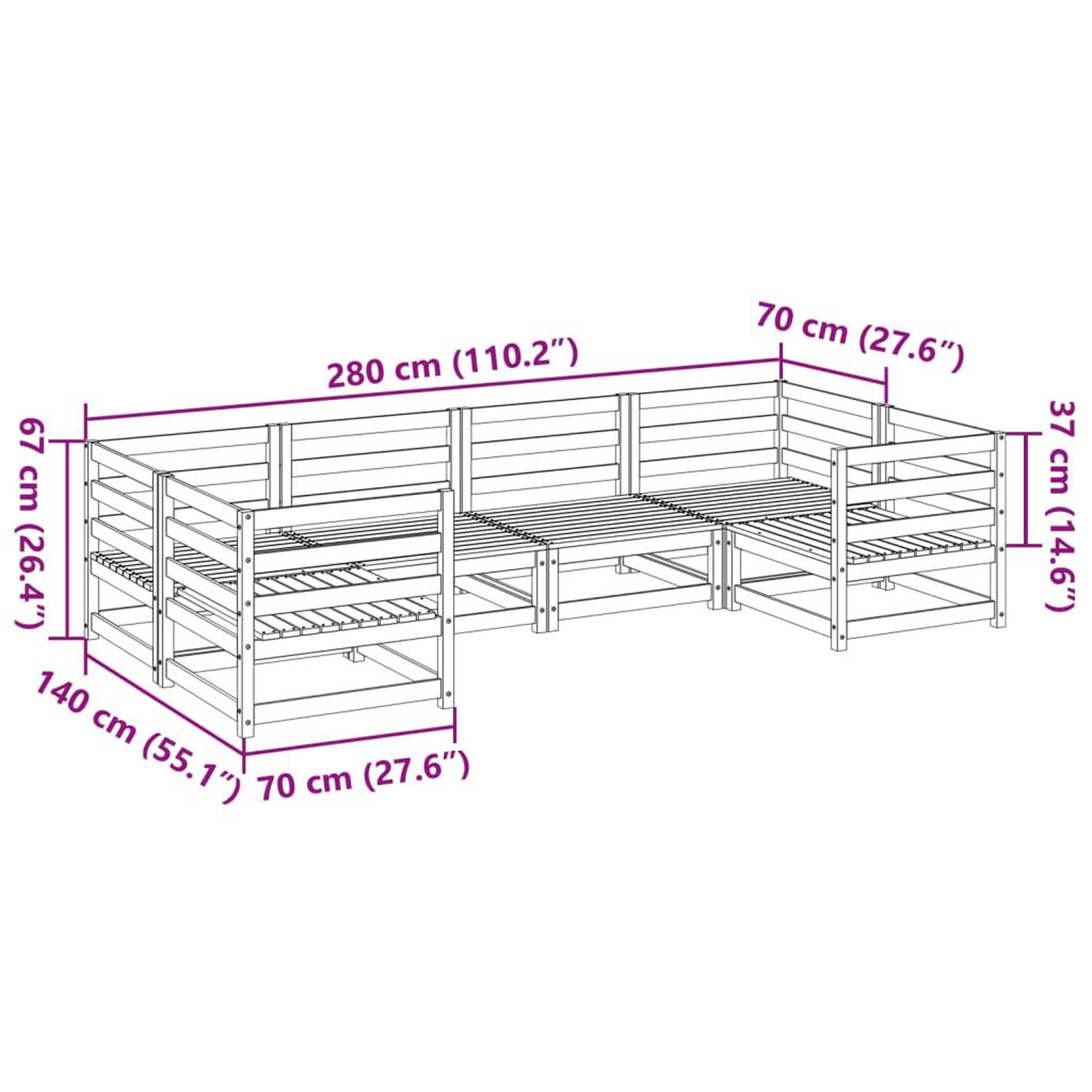 Voir la diapositive 6 : VIDAXL Salon de jardin 6 pcs bois massif sapin de douglas