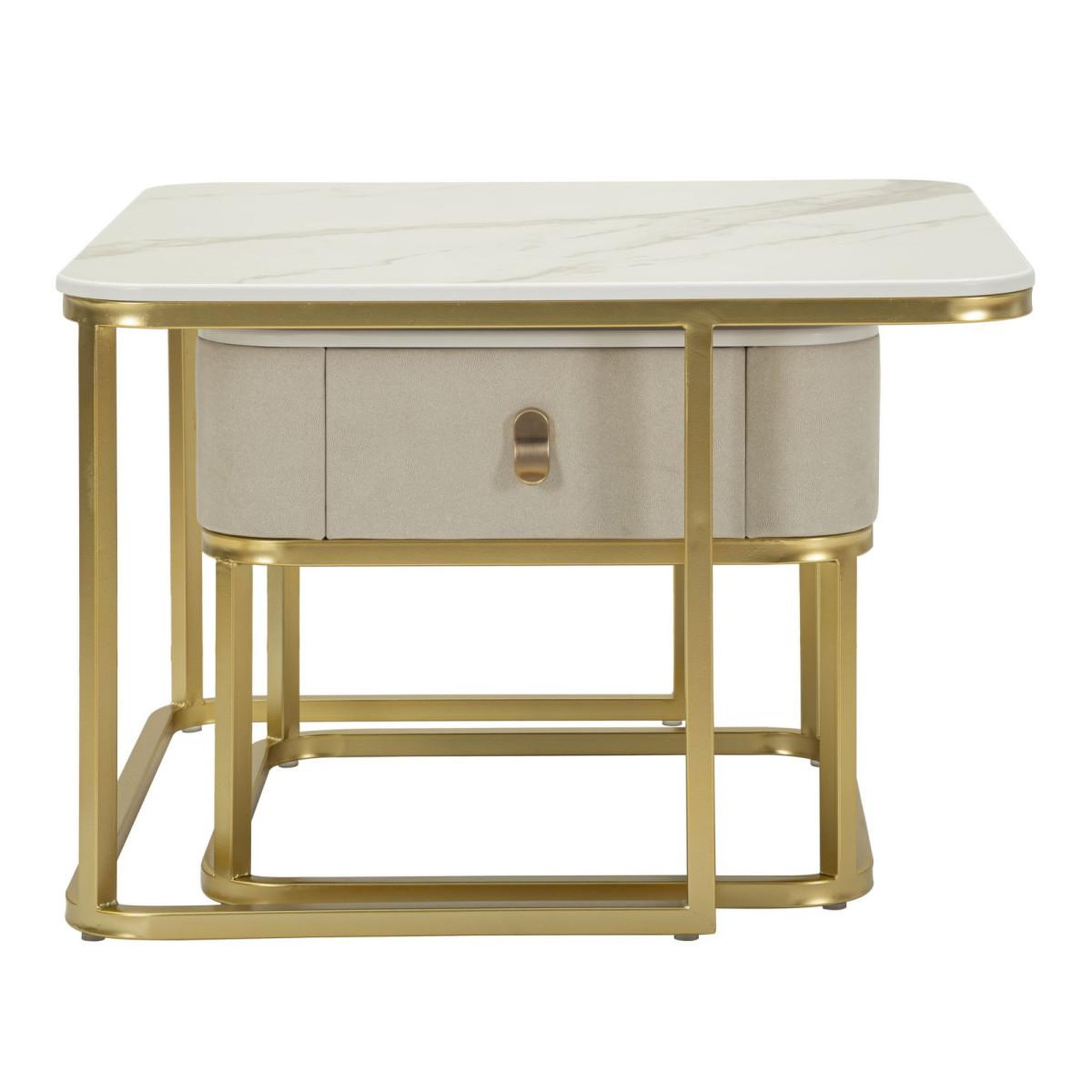 Voir la diapositive 5 : Paris Prix Lot de 2 tables basses  beauty  70cm crème & or