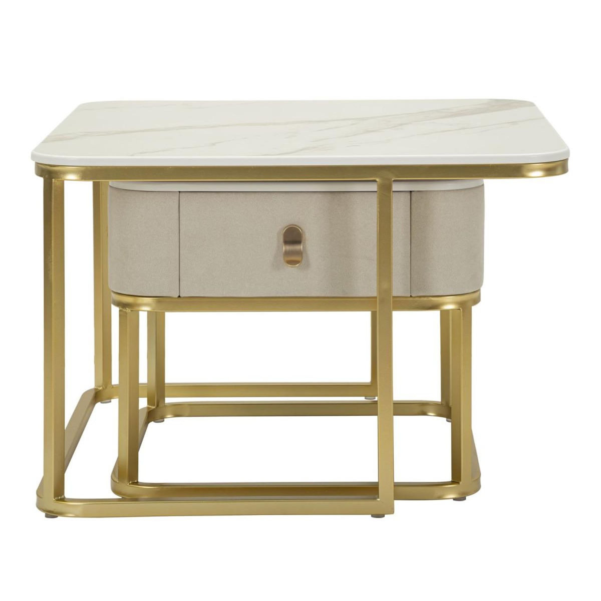 Paris Prix Lot de 2 Tables Basses  Beauty  70cm Crème & Or