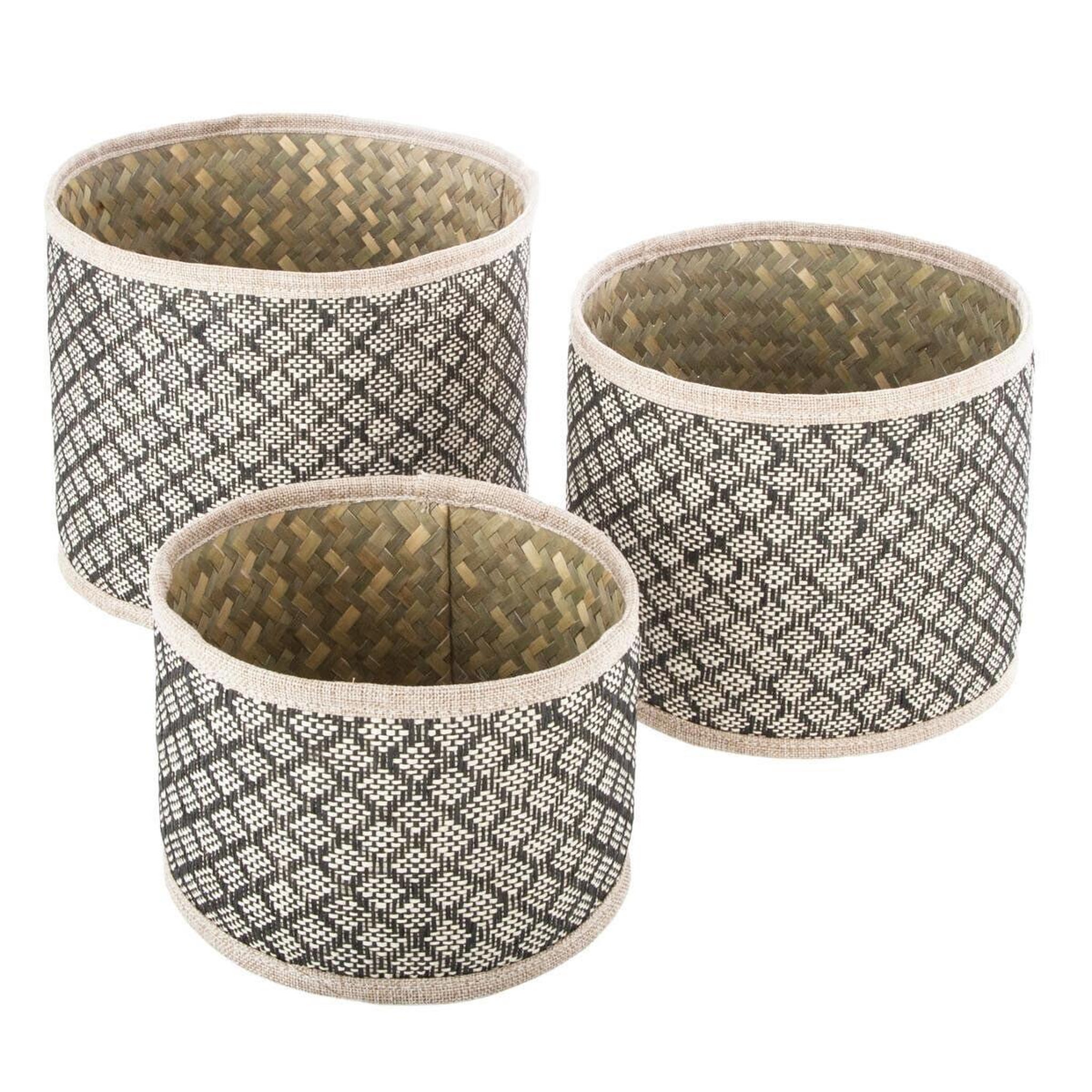ATMOSPHERA Lot de 3 paniers en osier  nomade  24cm naturel