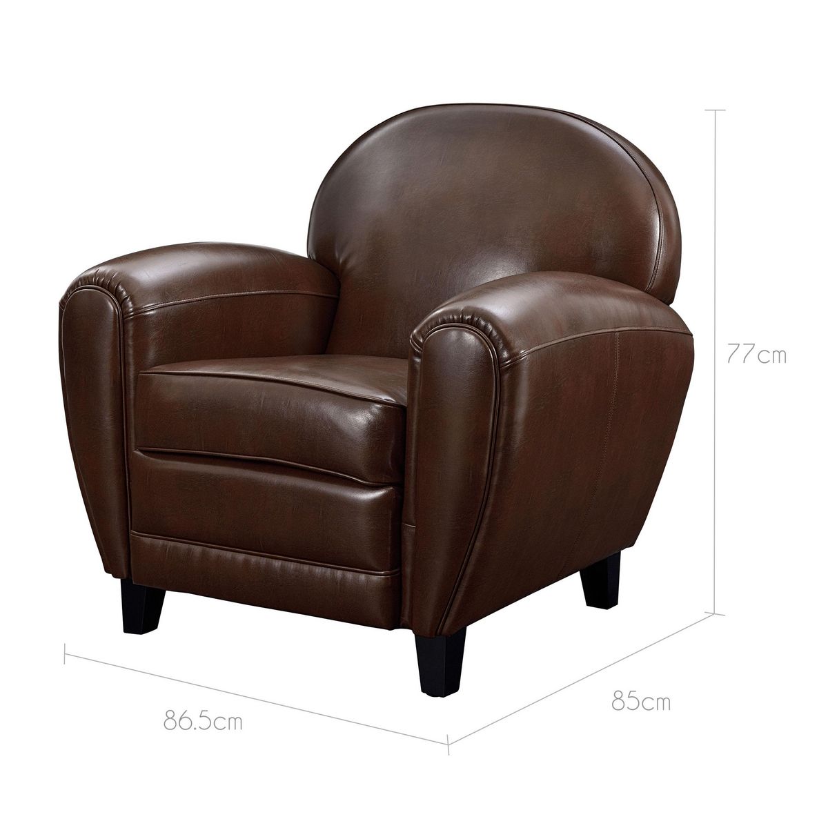 Rendez vous déco Fauteuil noir en croute de cuir enduite - Club