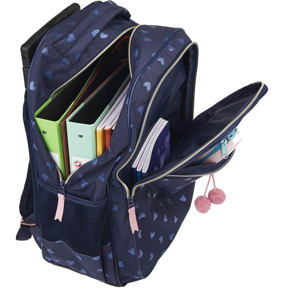 Milky Kiss Sac à dos à roulettes bleu paillettes coeurs