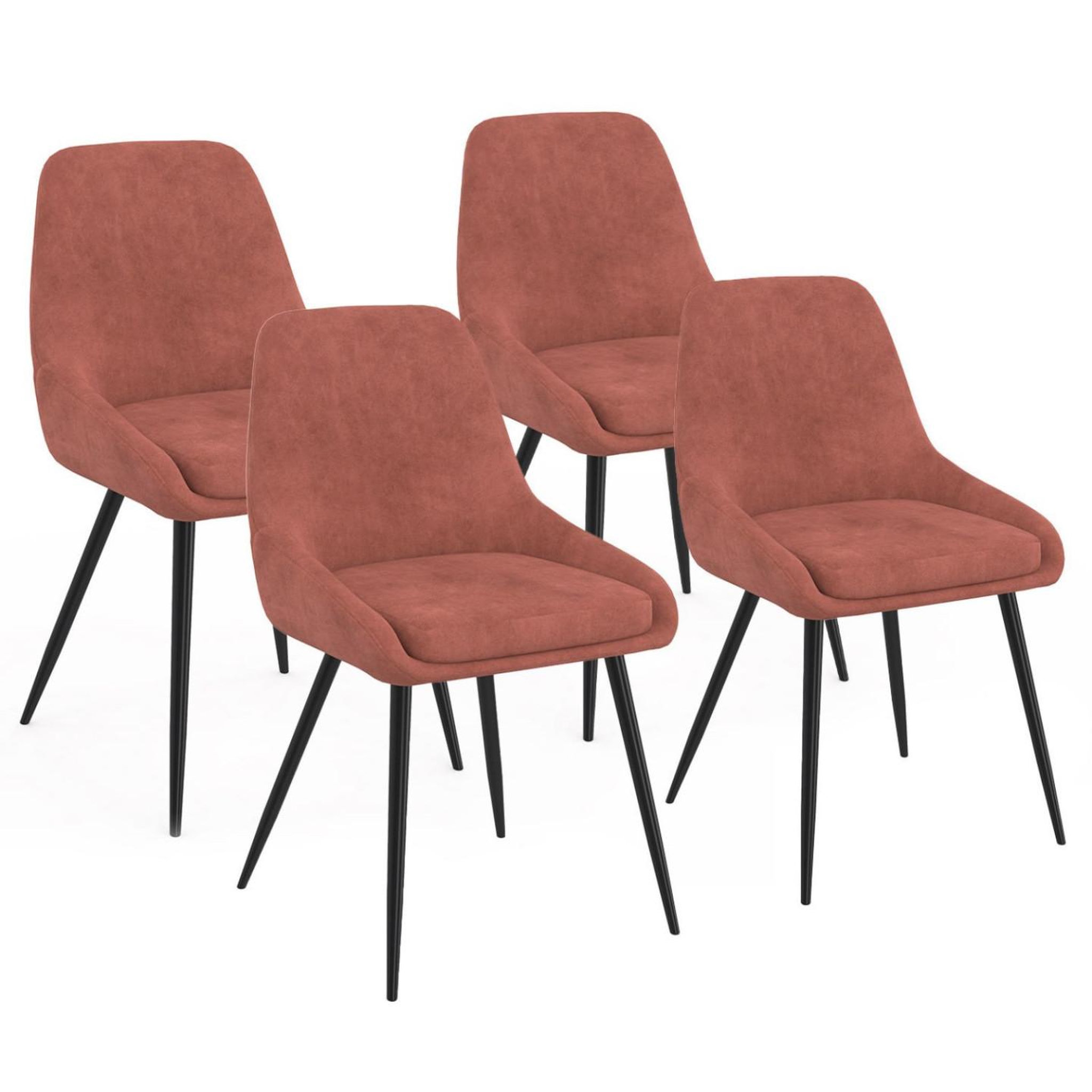 ID MARKET Lot de 4 chaises thalya en velours terracotta avec accoudoirs