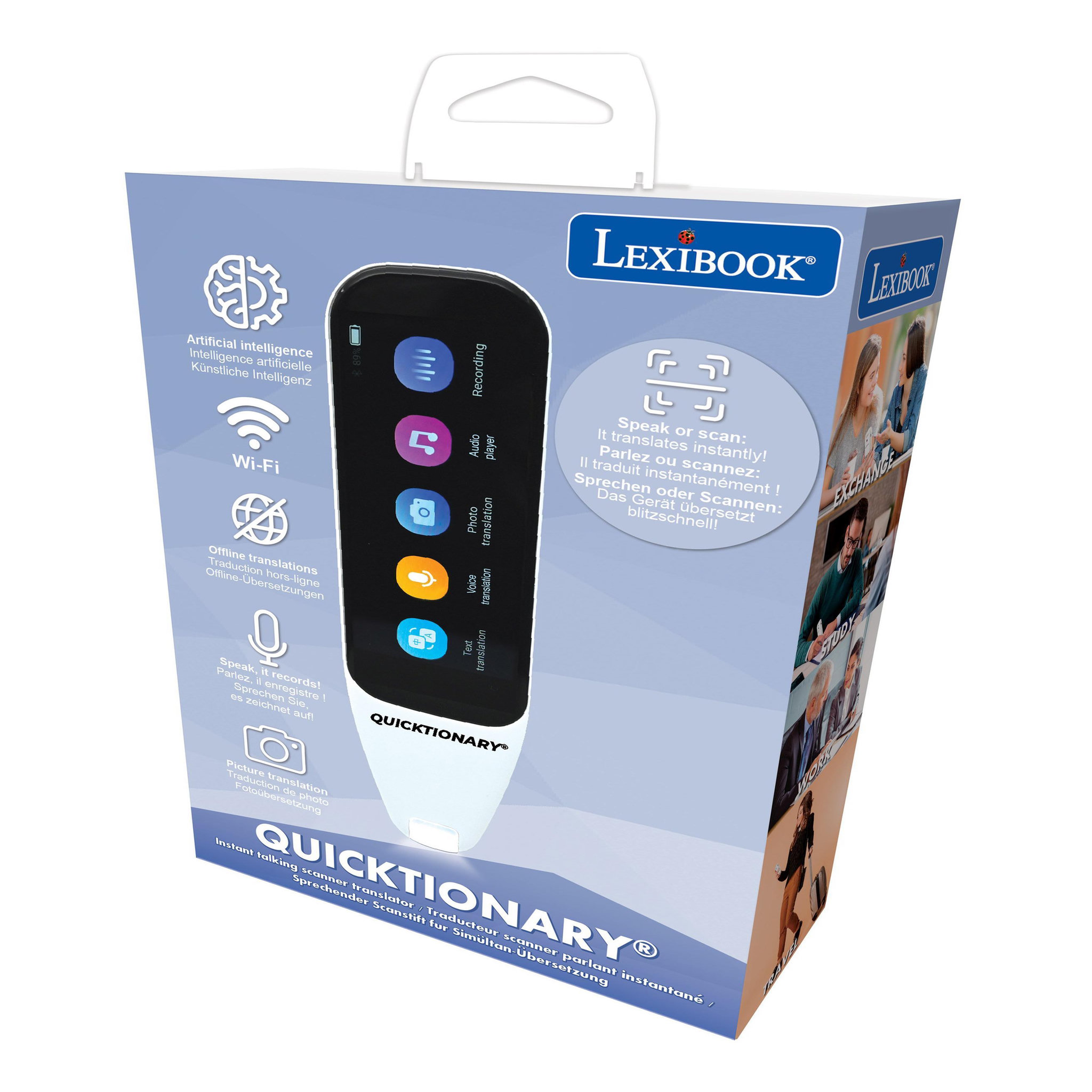 Voir la diapositive 4 : Lexibook Quicktionary – stylo scanner traducteur parlant instantané basé sur l'intelligence artificielle.