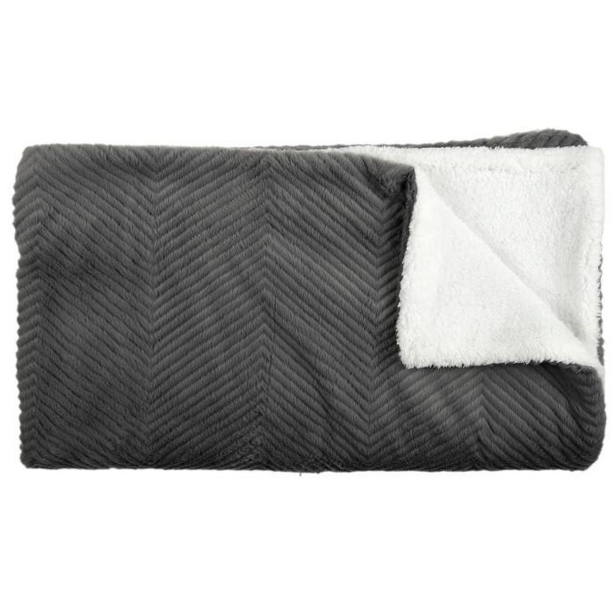 Paris Prix Plaid Velours Imitation Fourrure  Sherpa  140x200cm Gris