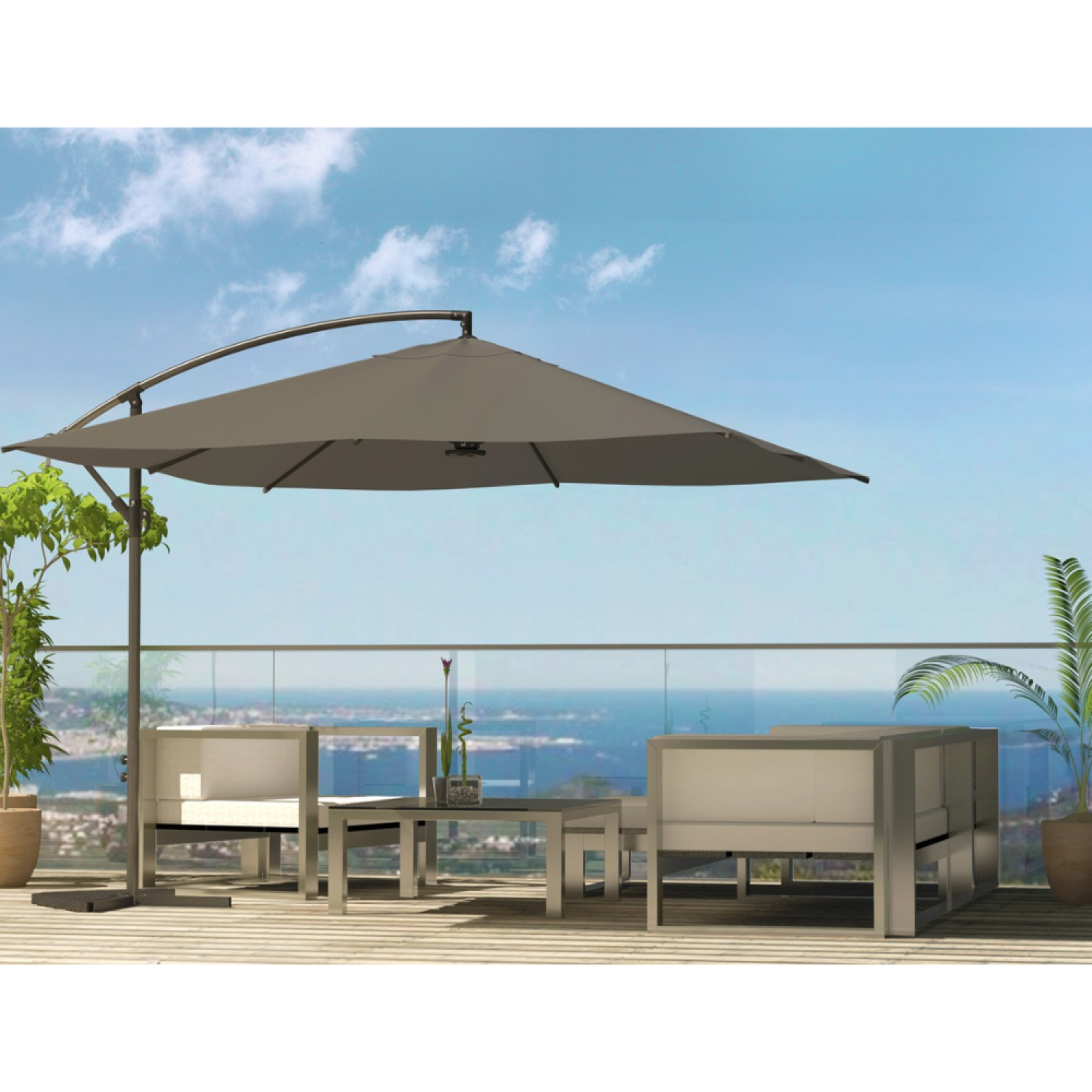 Voir la diapositive 3 : CONCEPT USINE Parasol gris déporté carré 3 x 3 m led solenzara