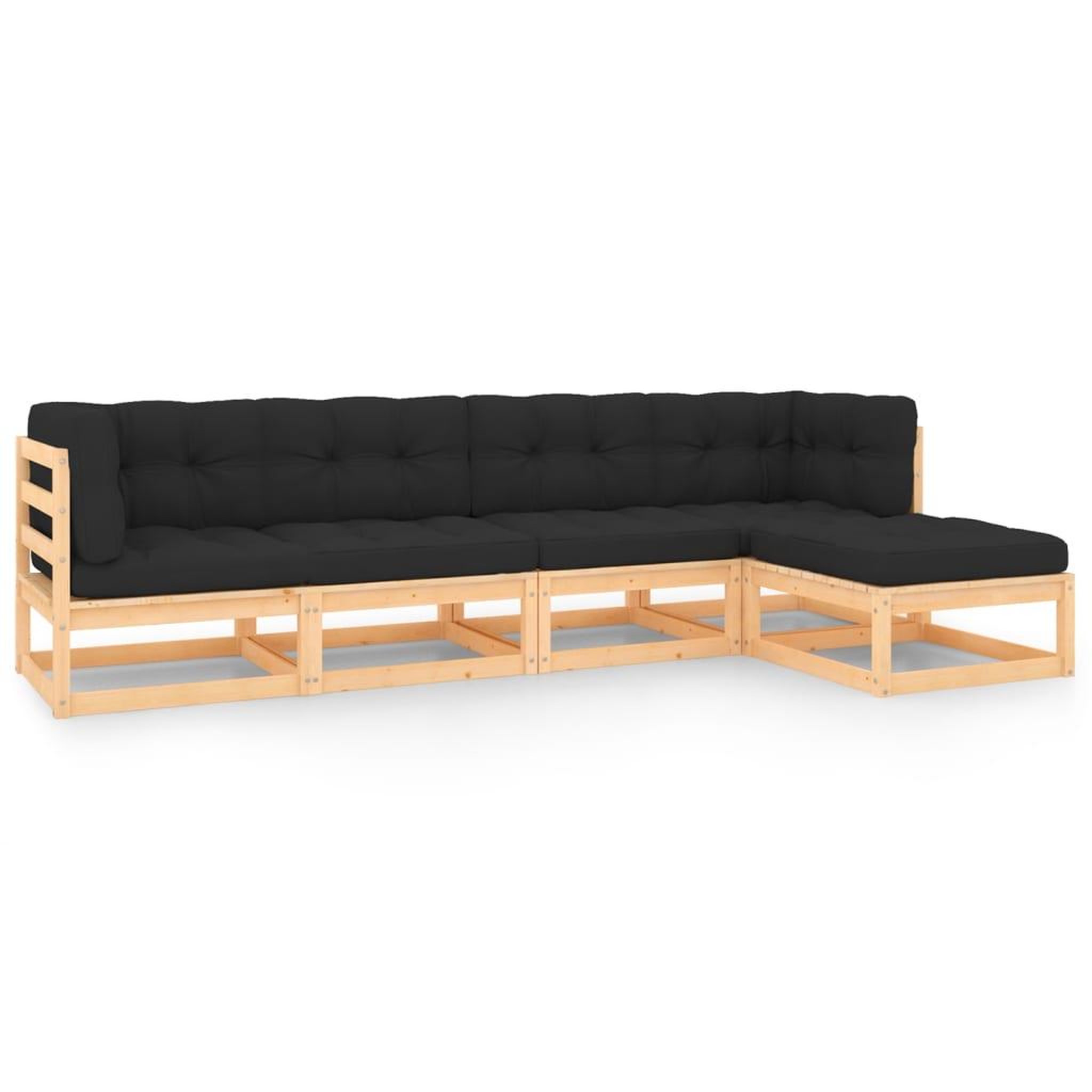 Voir la diapositive 1 : VIDAXL Salon de jardin 5 pcs avec coussins Bois de pin massif