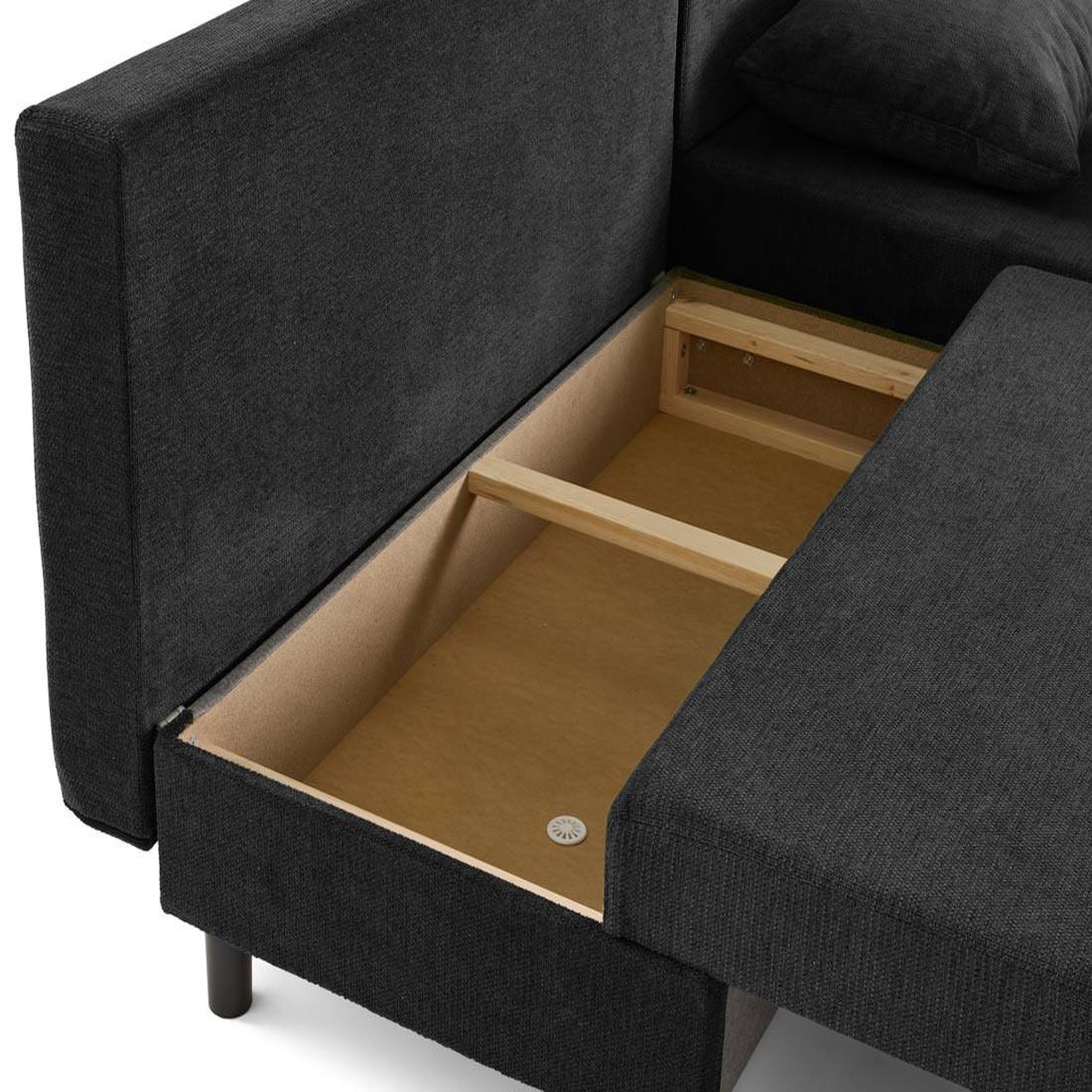 Voir la diapositive 4 : BEST MOBILIER Gloria - canapé d'angle réversible 4 places convertible avec coffre en tissu texturé