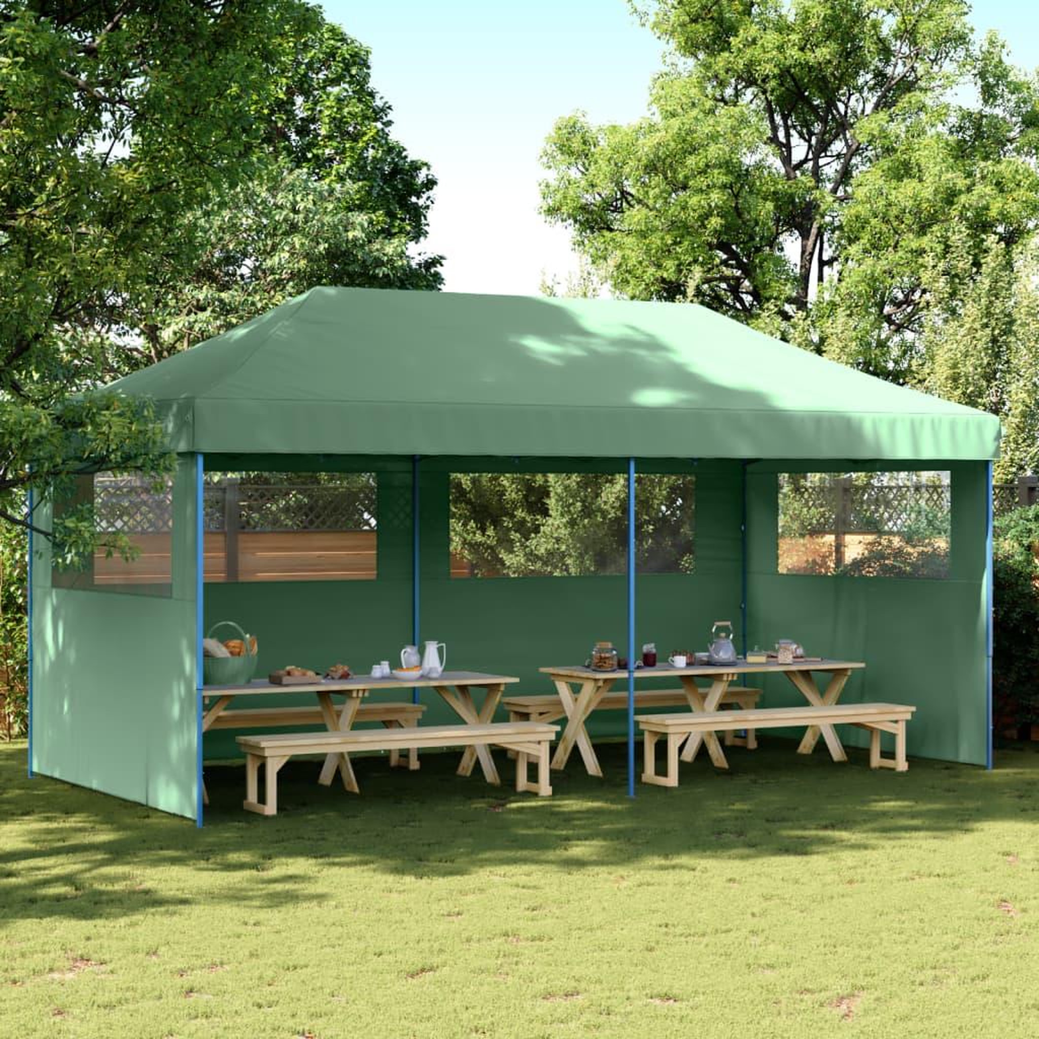 VIDAXL Tente de reception pliable escamotable 3 parois laterales vert