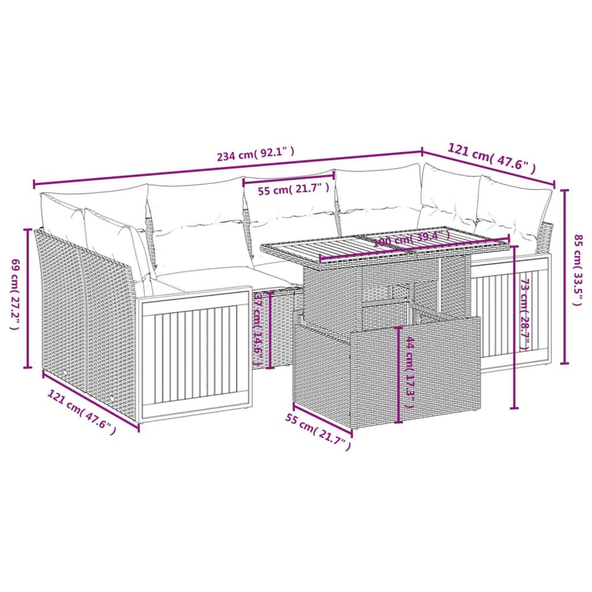 Voir la diapositive 4 : VIDAXL Salon de jardin avec coussins 7 pcs gris resine tressee