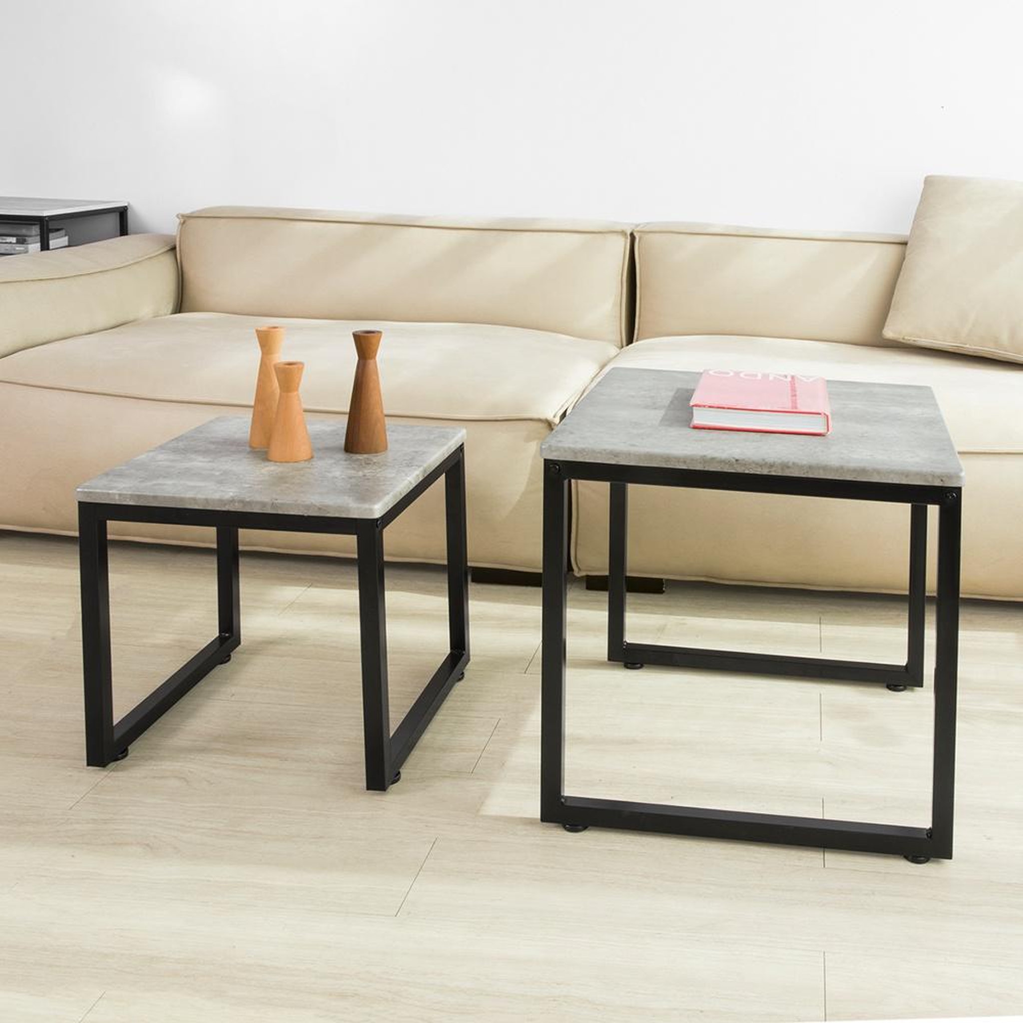 Voir la diapositive 4 : SOBUY SoBuy - Lot De 2 Tables D'appoint - Industriel - FBT42