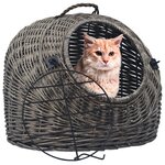 VIDAXL Cage de transport pour chats Gris 50x42x40 cm Saule naturel