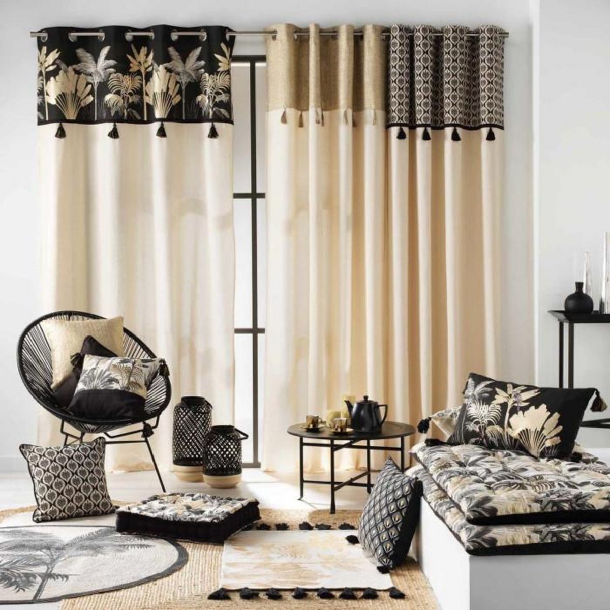 Paris Prix Coussin Déco à Motifs  Esmina  40x40cm Noir