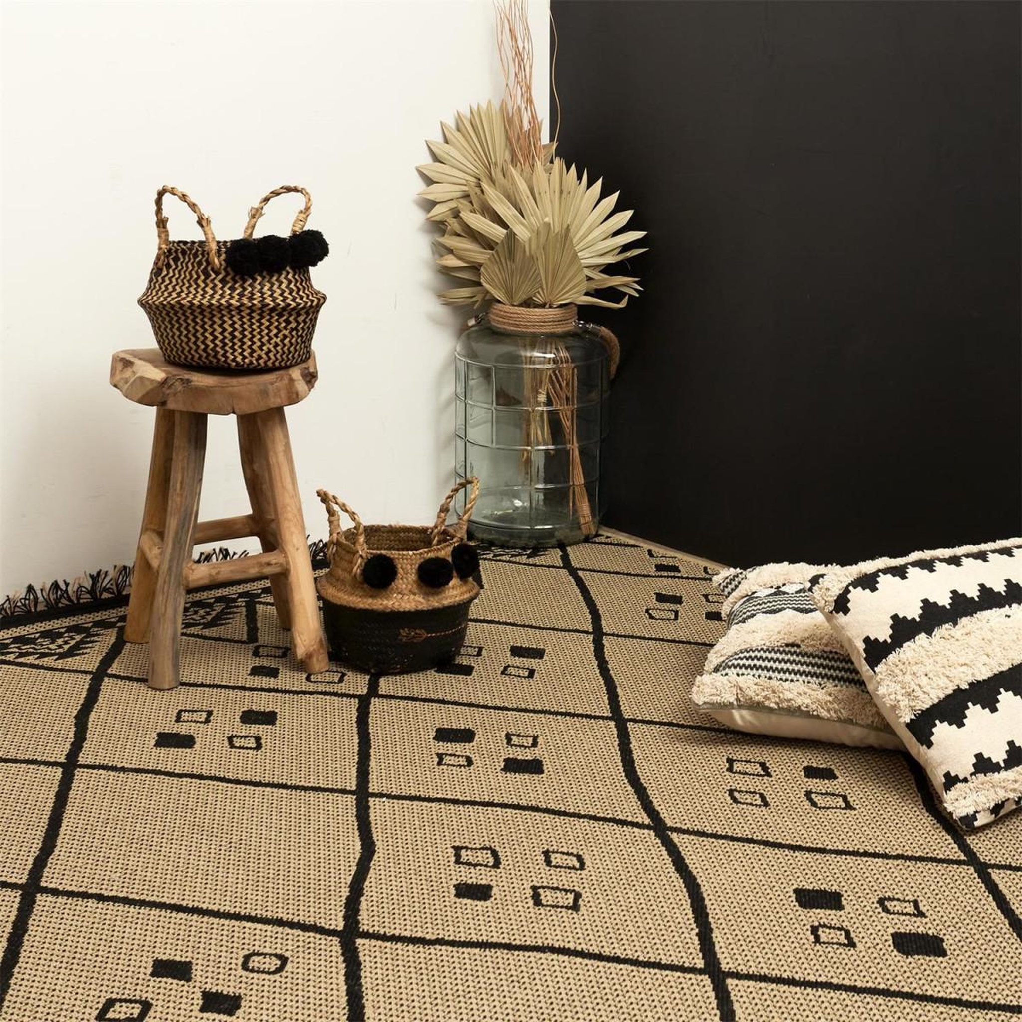 Voir la diapositive 4 : The Home Deco Factory Tapis déco ethnique  mirage  150x200cm naturel