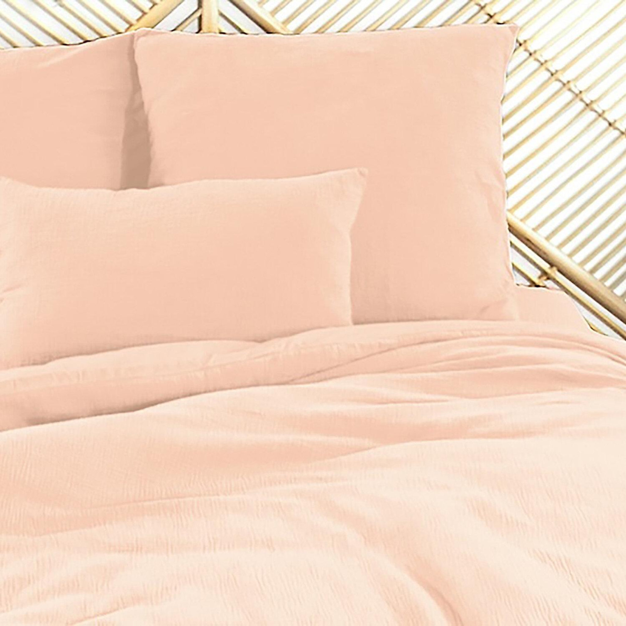Voir la diapositive 2 : Home collection Parure housse de couette 3pcs 260x240 100% gaze de coton 57 fils - pêche