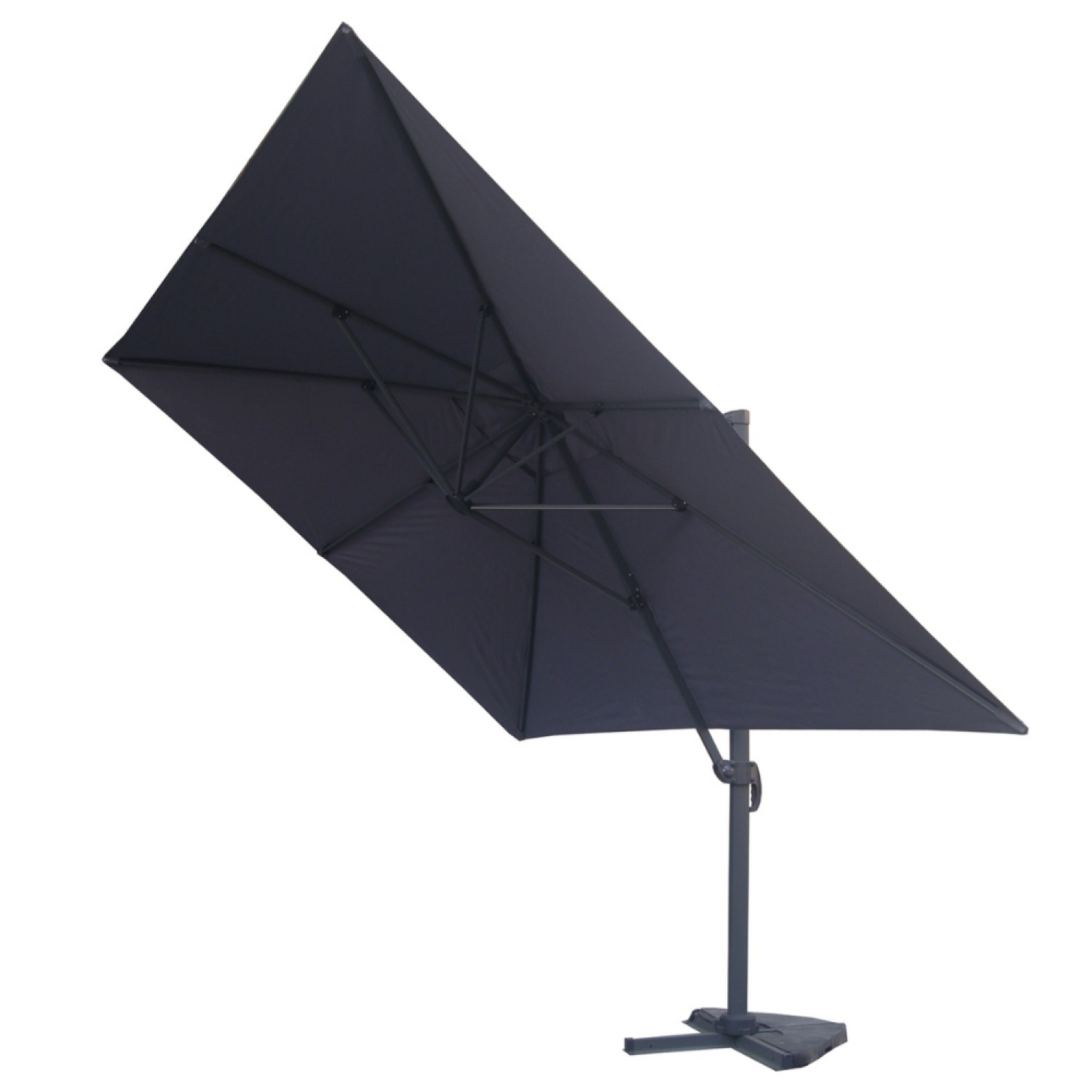 Voir la diapositive 6 : CONCEPT USINE Parasol gris déporté carré 3 x 3 m rotatif à 360 palatino