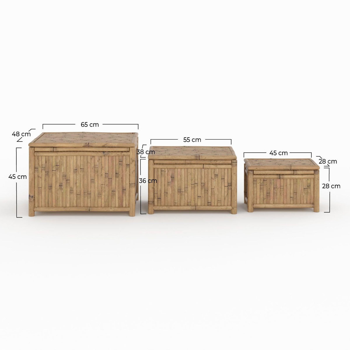 Rendez vous déco Lot de 3 coffres de jardin en bambou-Vadella