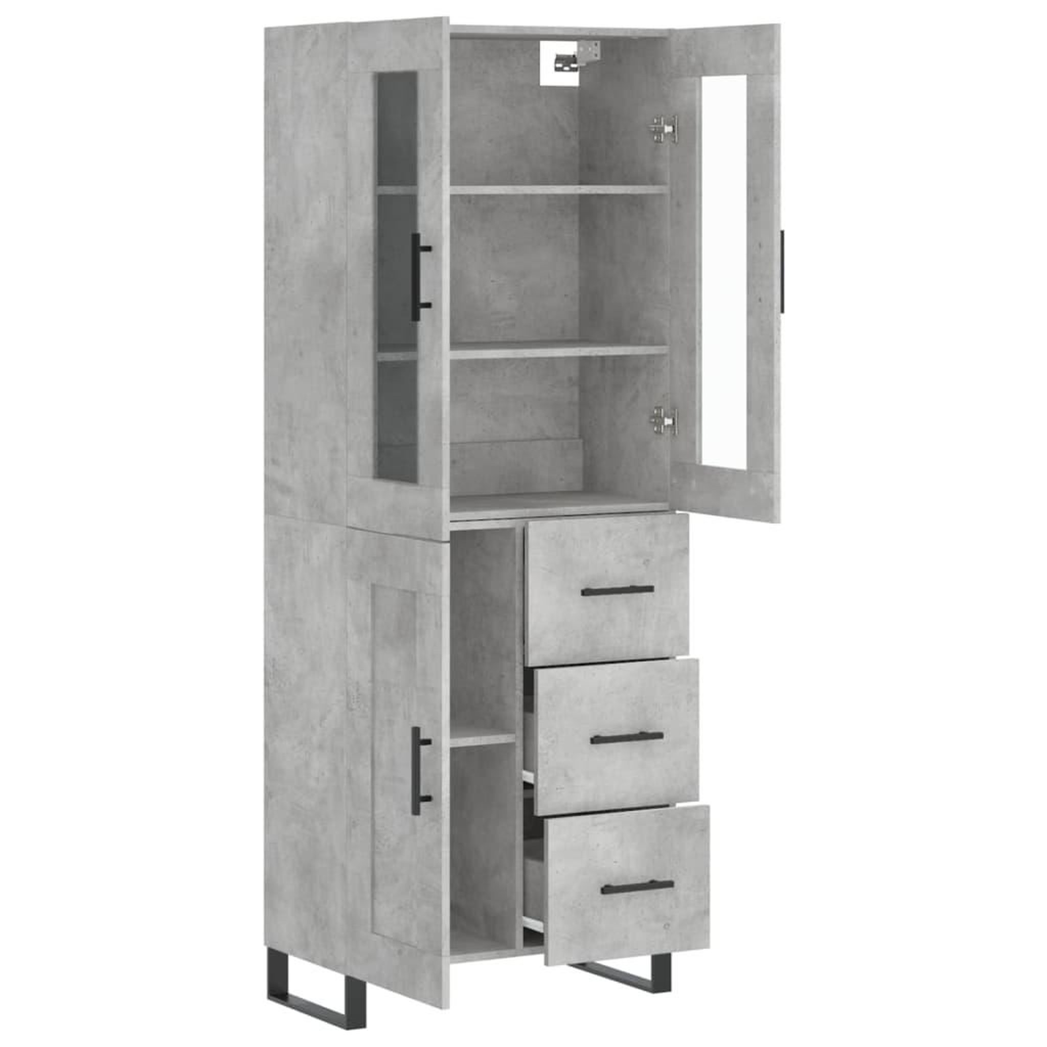 Voir la diapositive 4 : VIDAXL Buffet haut Gris beton 69,5x34x180 cm Bois d'ingenierie