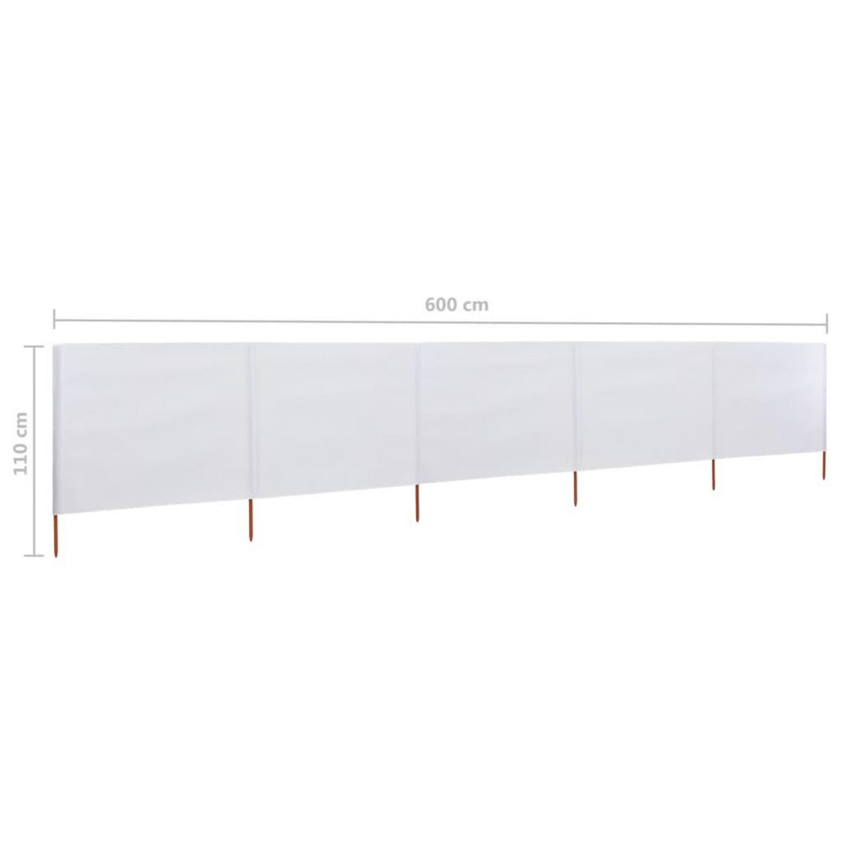 VIDAXL Paravent 5 panneaux Tissu 600 x 80 cm Blanc sable