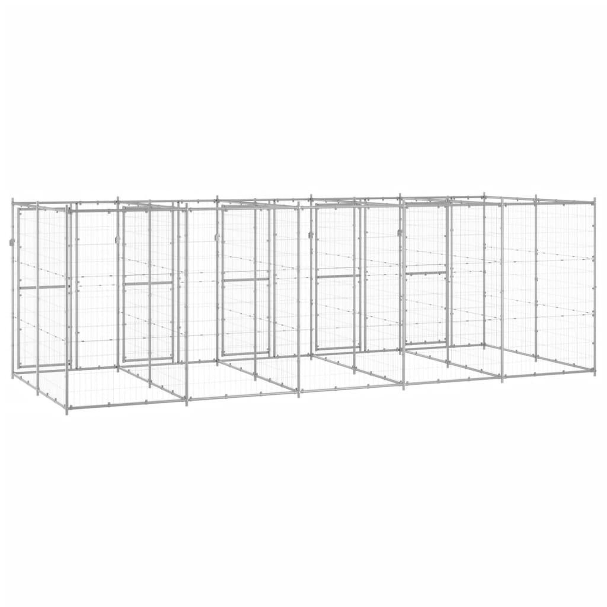 Voir la diapositive 4 : VIDAXL Chenil exterieur Acier galvanise 12,1 m²